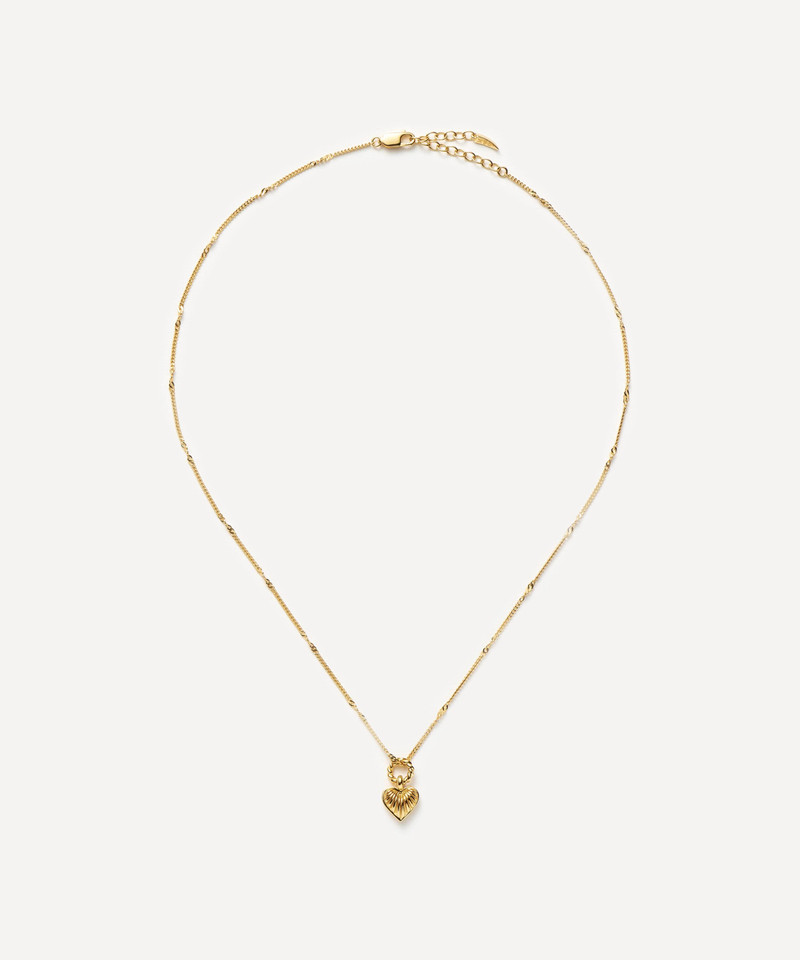 18ct Gold-Plated Vermeil Silver Mini Ridge Heart Pendant Necklace 3
