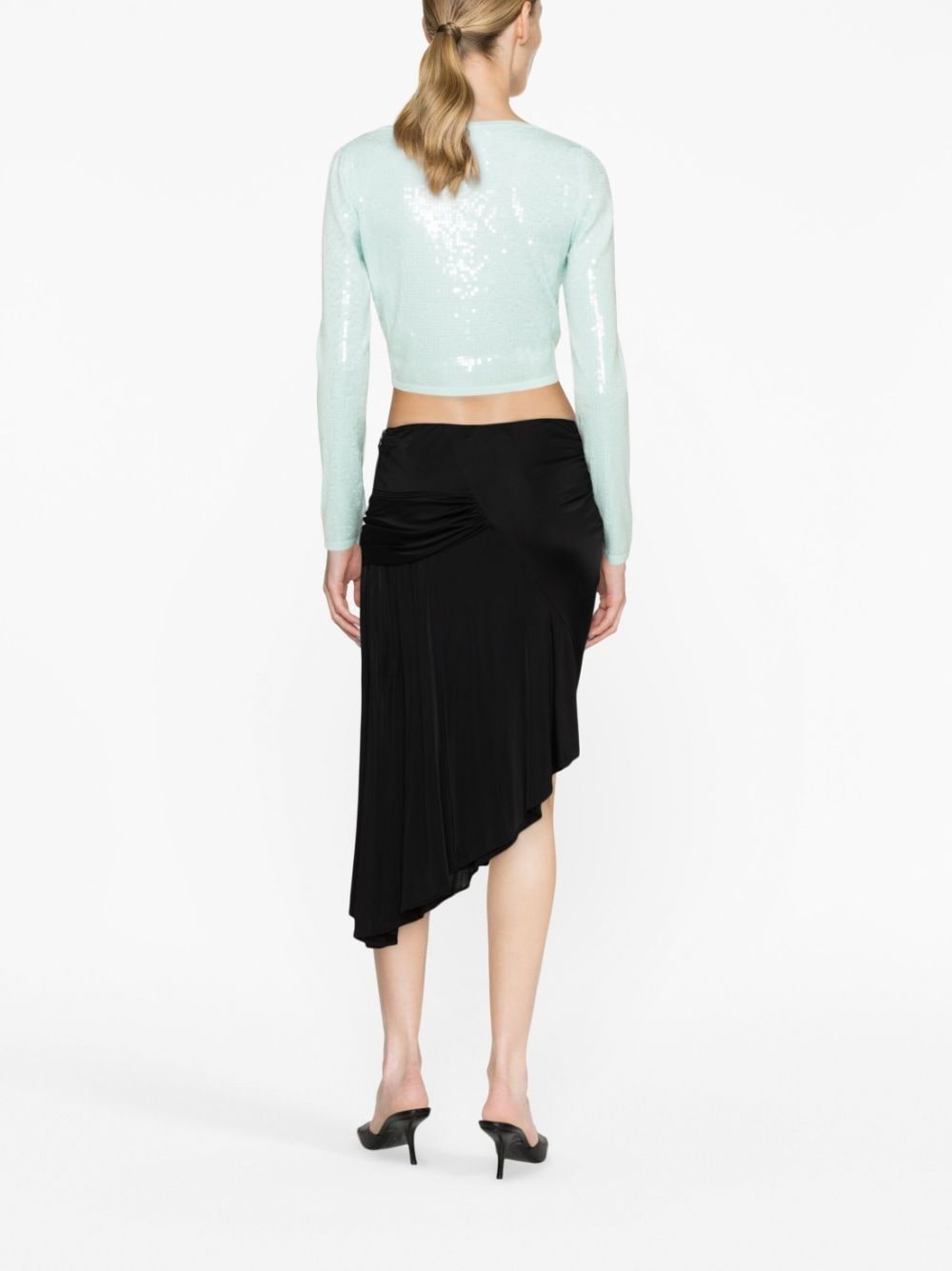 low-rise pleated asymmetric skirt - 4