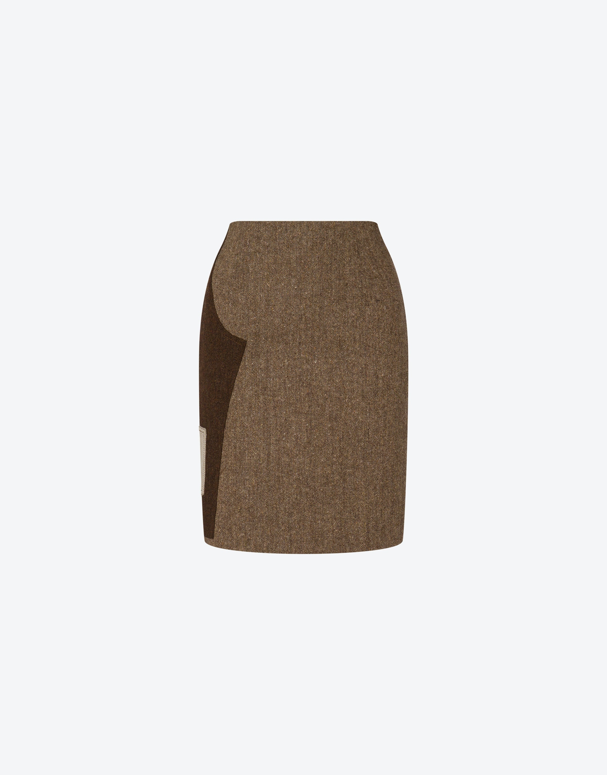PATCHWORK WOOL BLEND SKIRT - 1