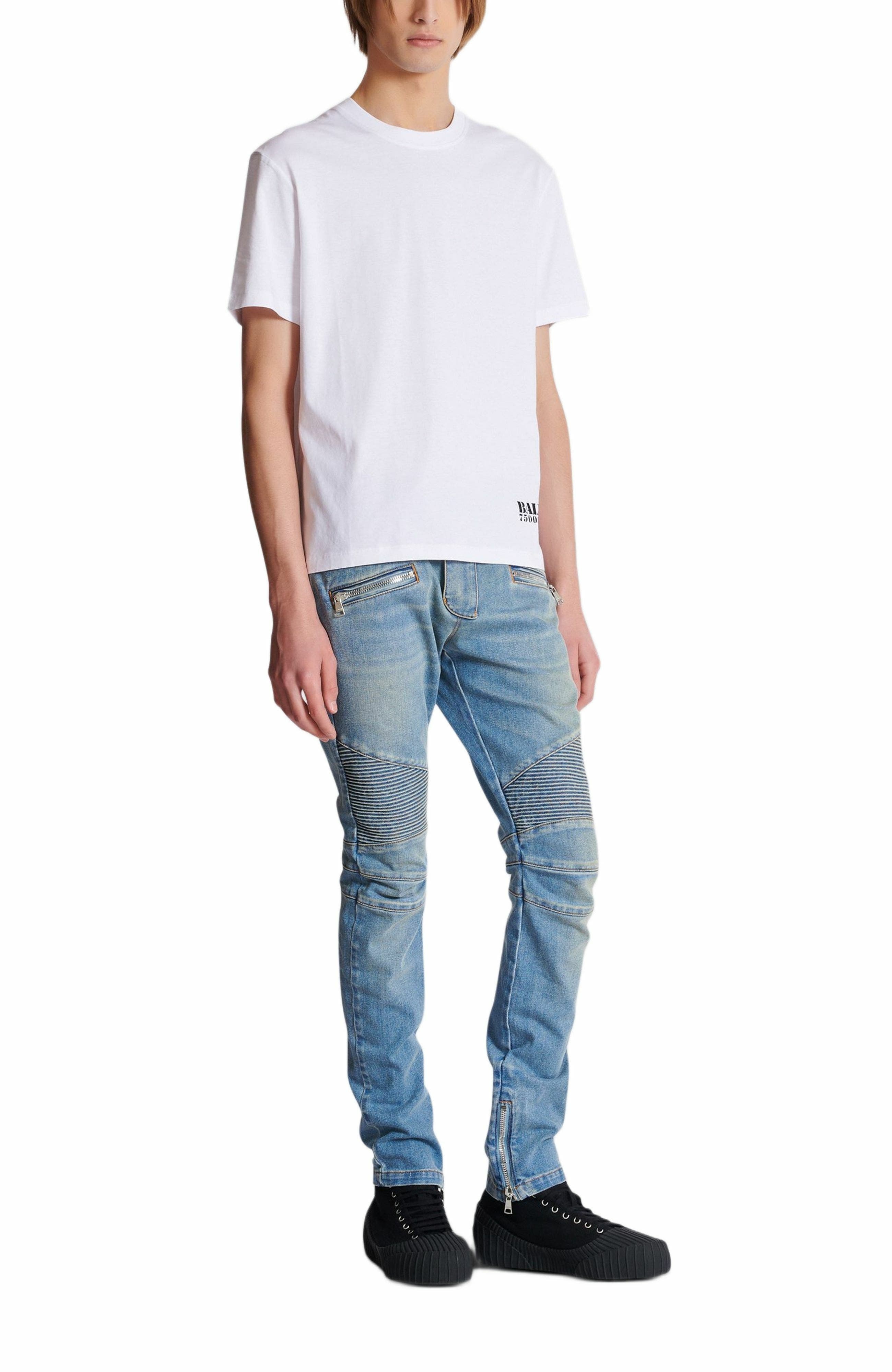 Small Balmain Stamp printed T-shirt in White at Nordstrom - 2