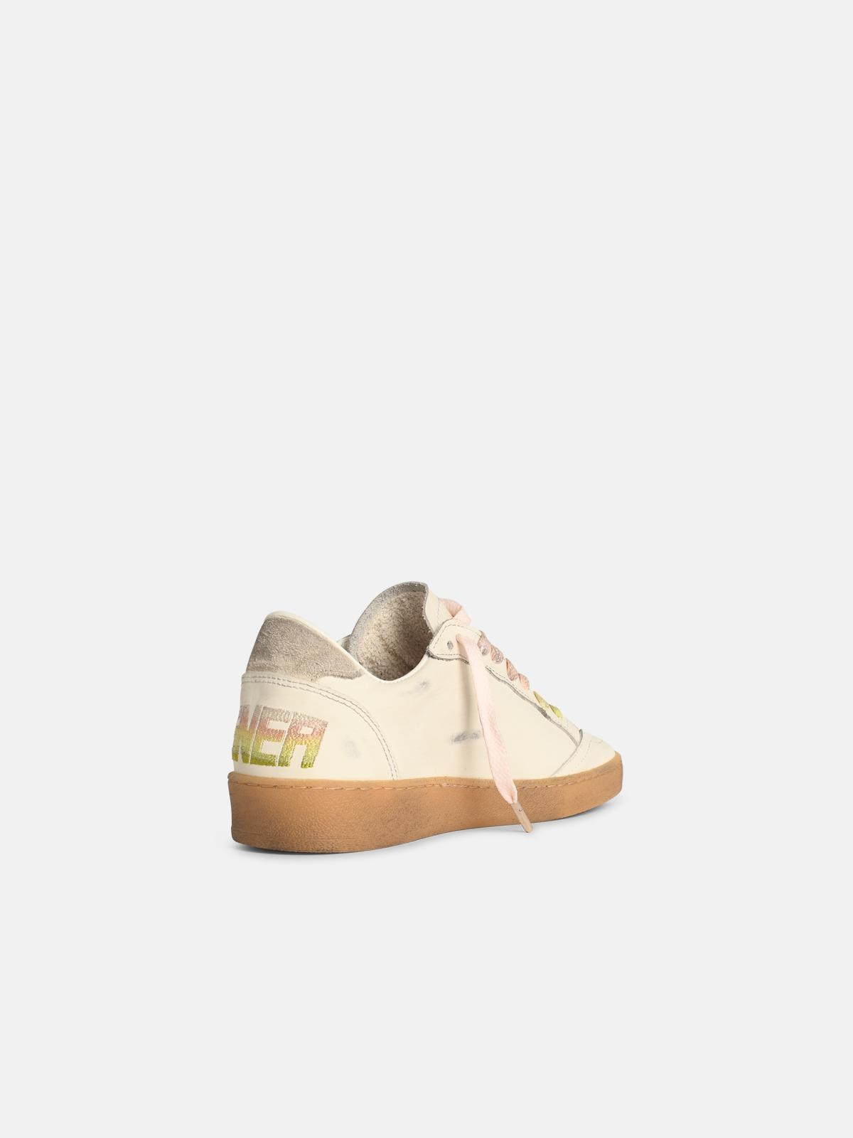 'BALL-STAR' WHITE LEATHER SNEAKERS - 3