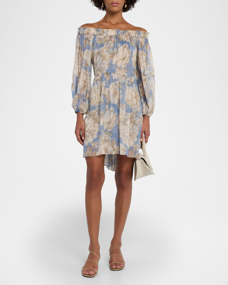 MISA Millie Peony Chiffon Off-Shoulder Mini Dress outlook