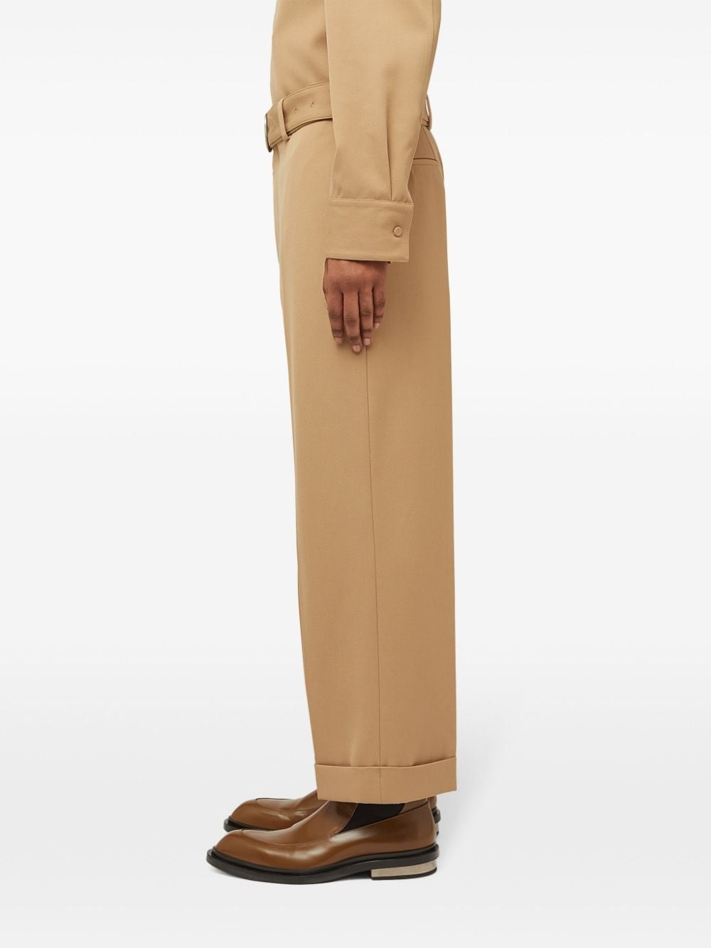 straight-leg belted wool trousers - 4
