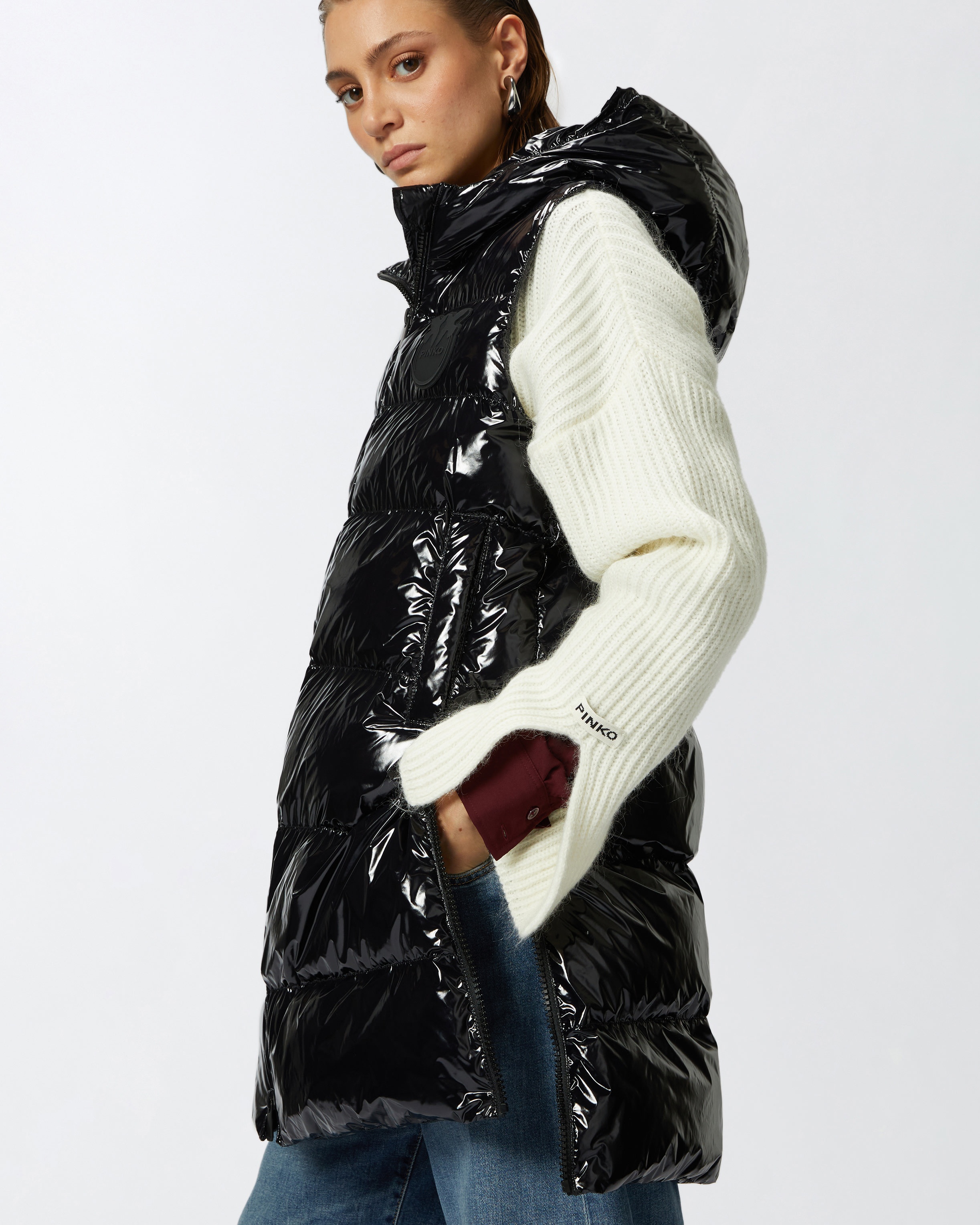 PADDED PUFFER GILET WITH HOOD - 5