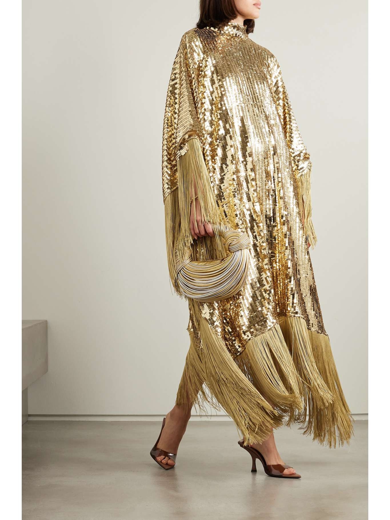 Mrs Ross Disco fringed sequined tulle kaftan - 2