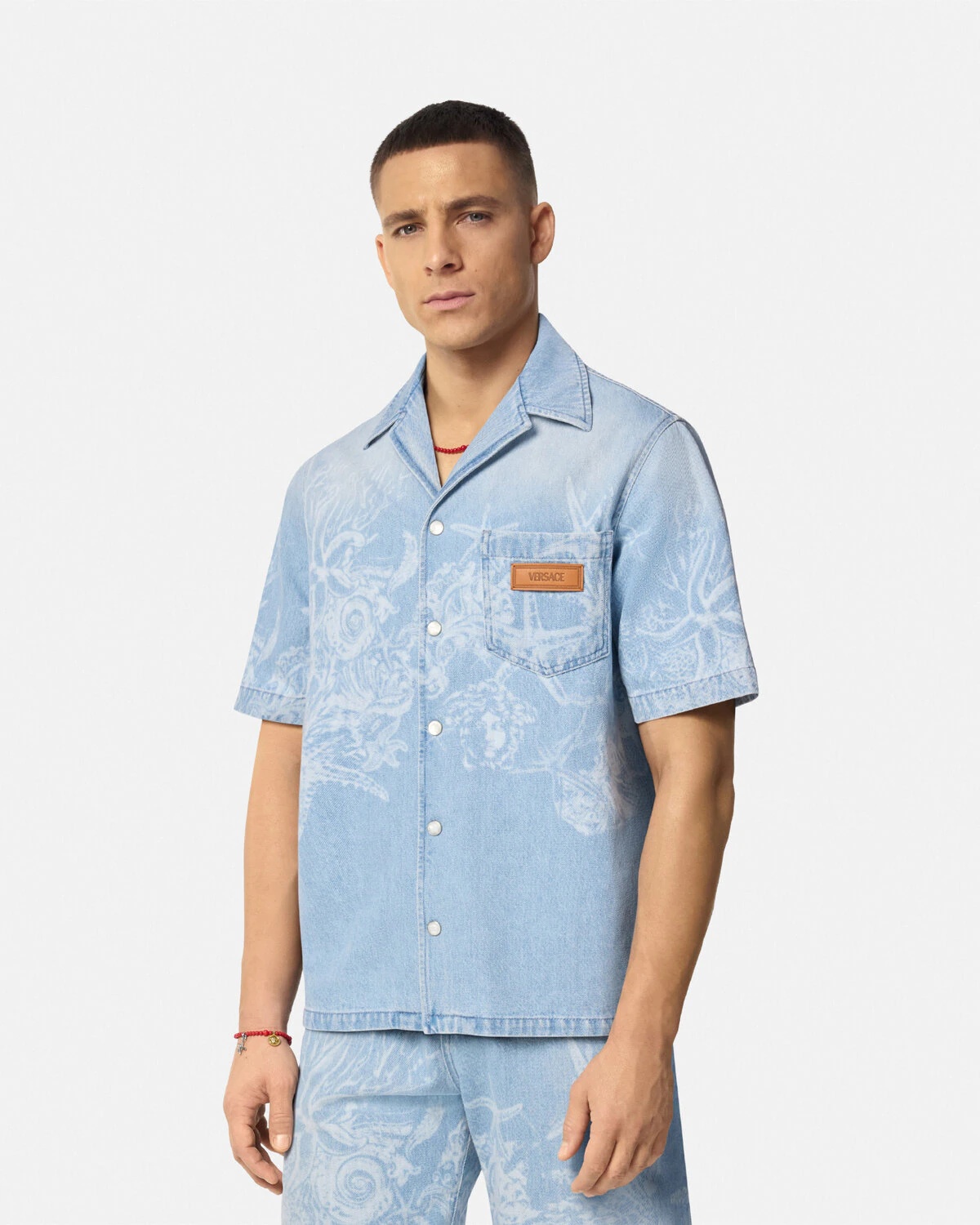 Lasered Barocco Sea Denim Overshirt - 4