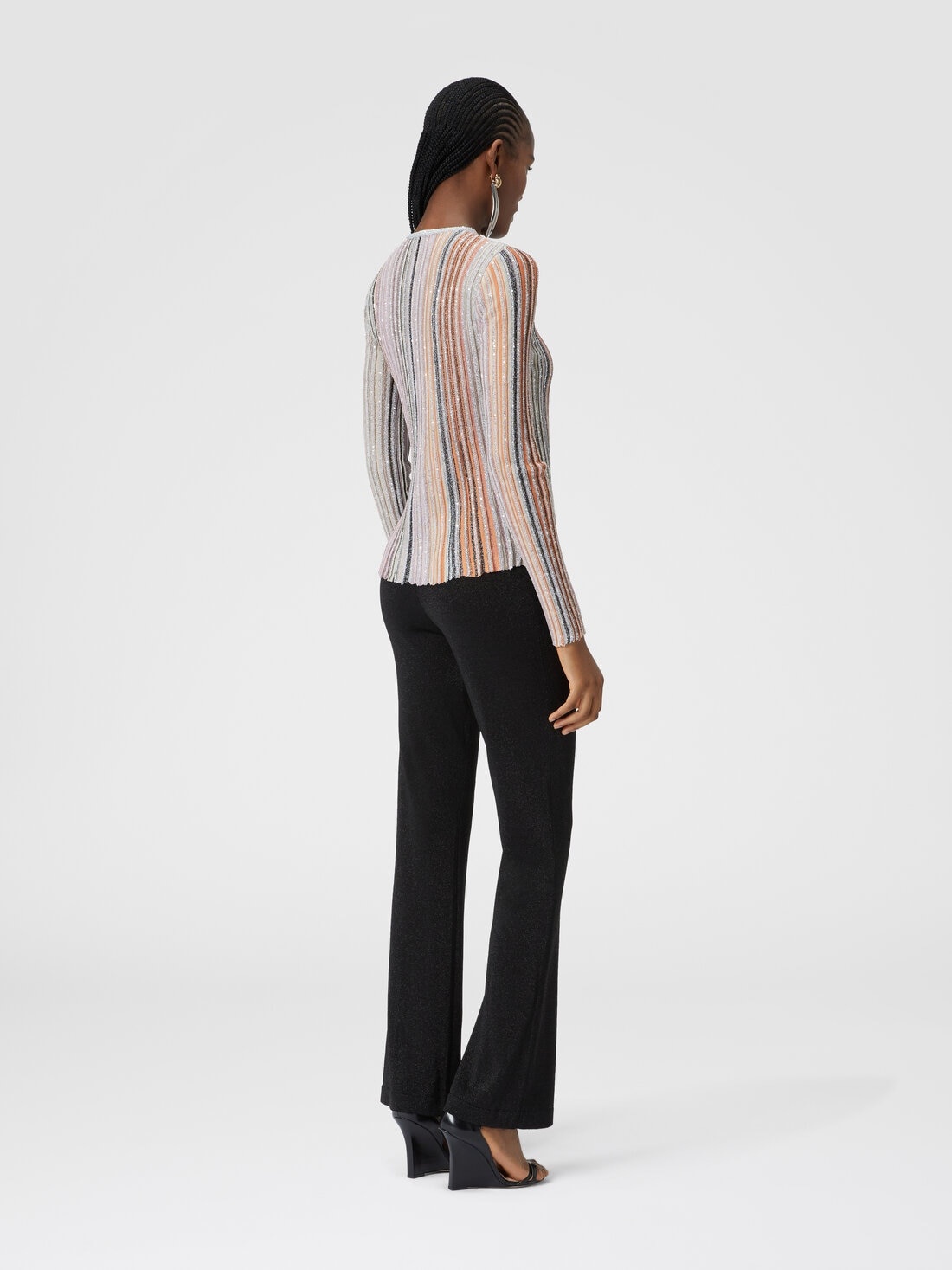 Partialized ribbed sweater with sequins - 3