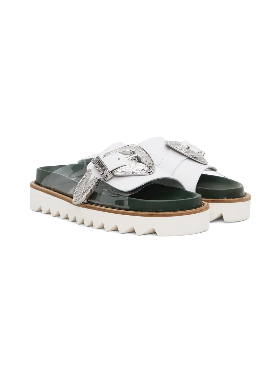 White Buckle Sandals - 4