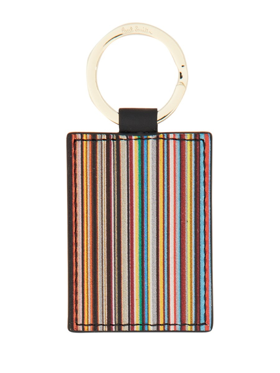 "SIGNATURE STRIPE" LEATHER KEY HOLDER - 1