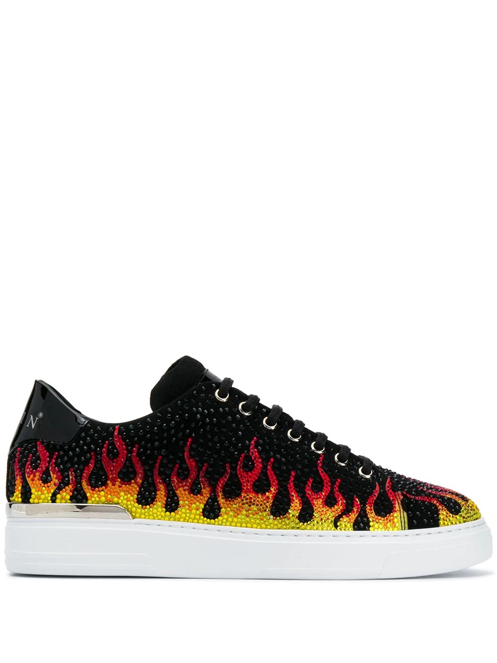 crystal flame-print sneakers - 1