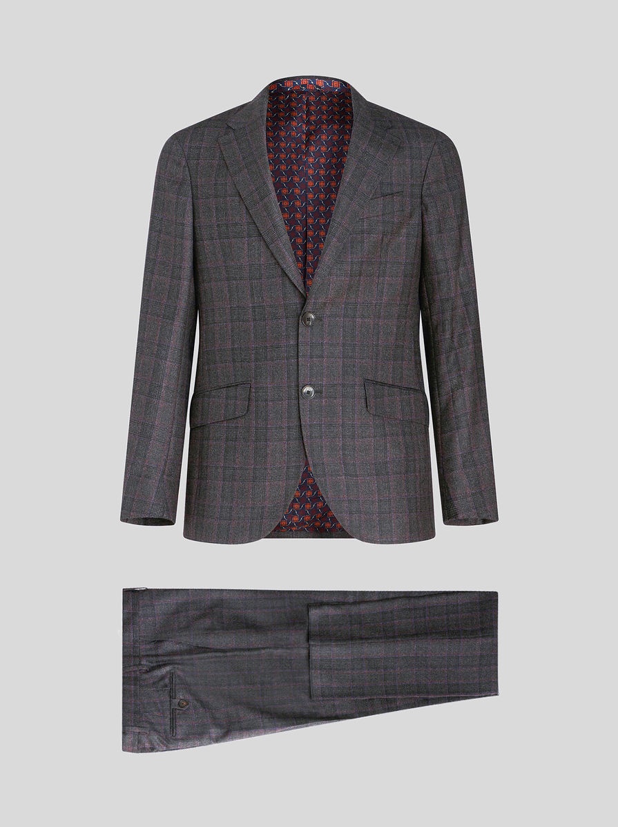 CHECK WOOL AND CASHMERE SUIT - 1