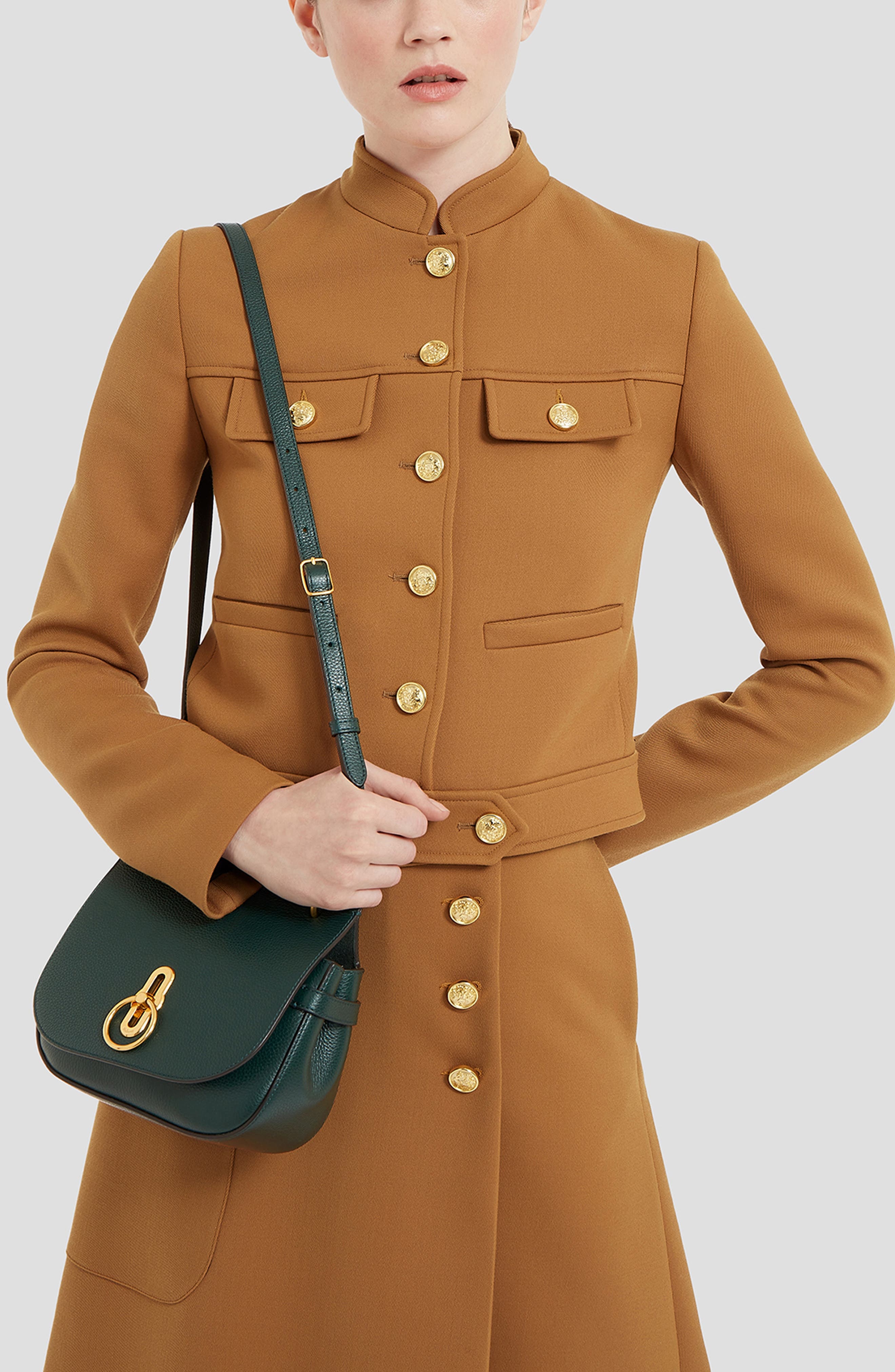 Small Amberley Leather Satchel in  Green - 3
