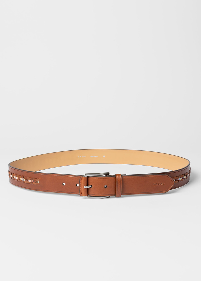 Paul Smith Leather Signature Stripe Weave Belt outlook
