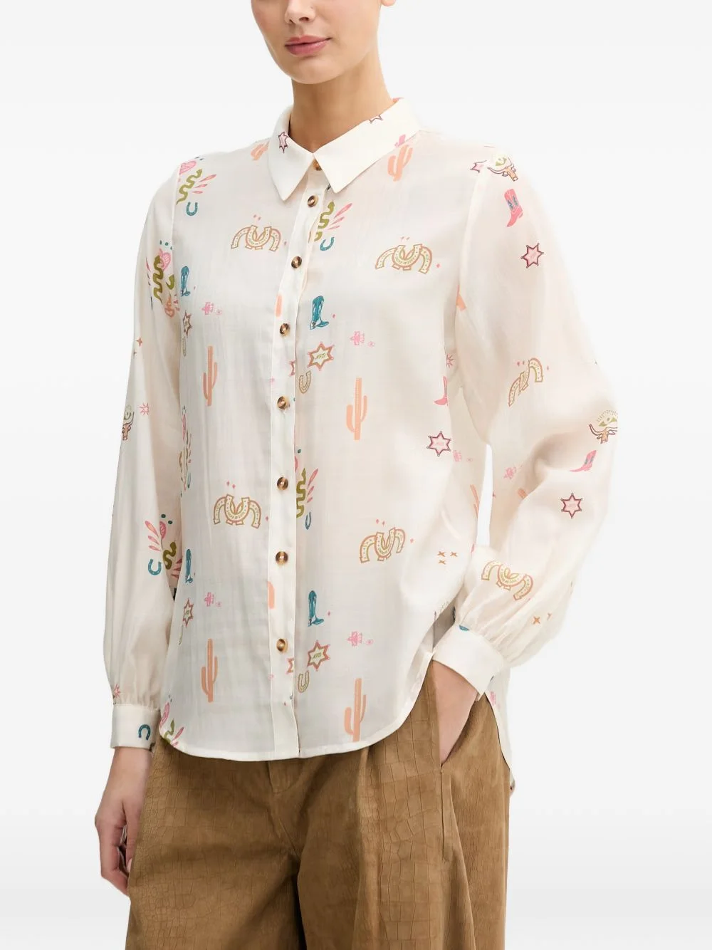 graphic-print button-down shirt - 1