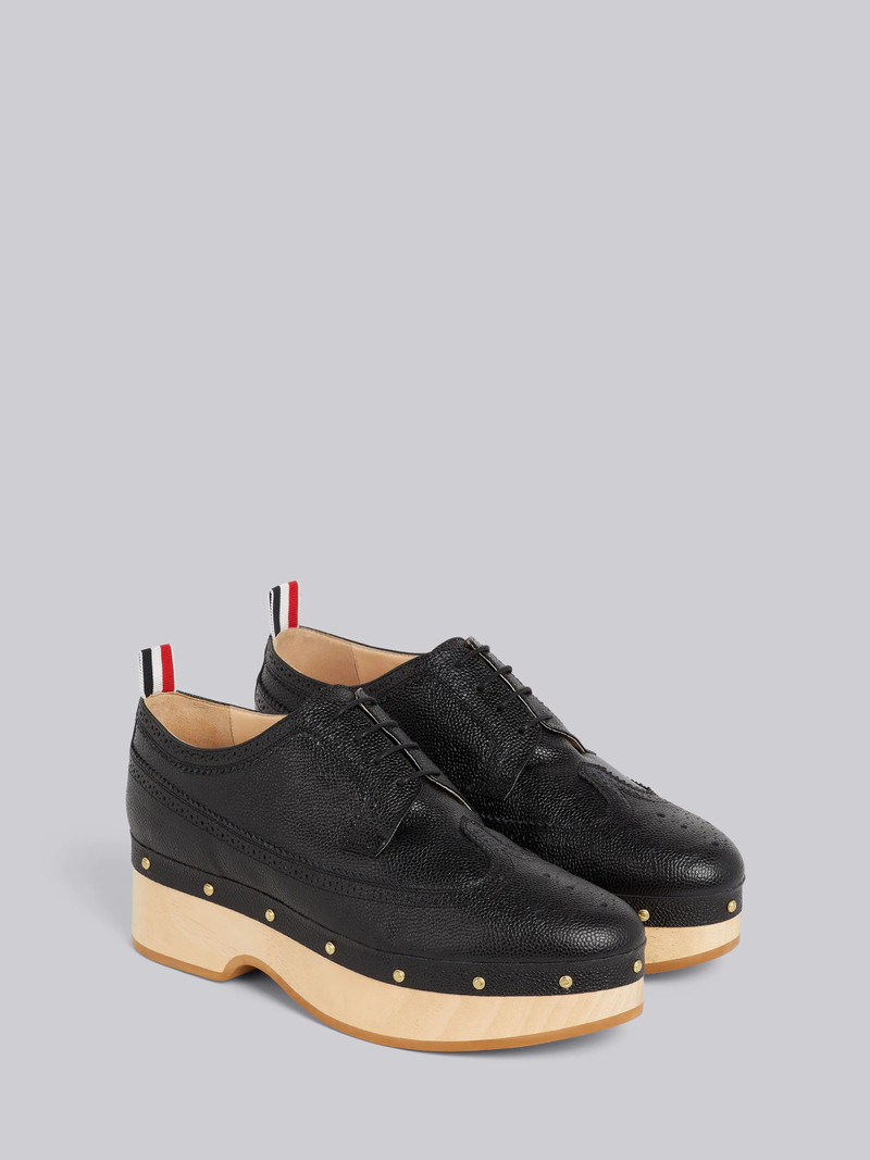 Black Pebbled Calfskin Longwing Brogue Clog 3