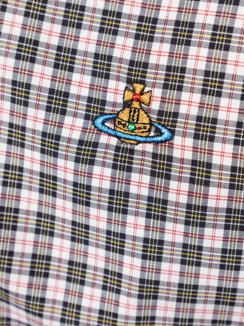 checked embroidered-orb shirt - 5