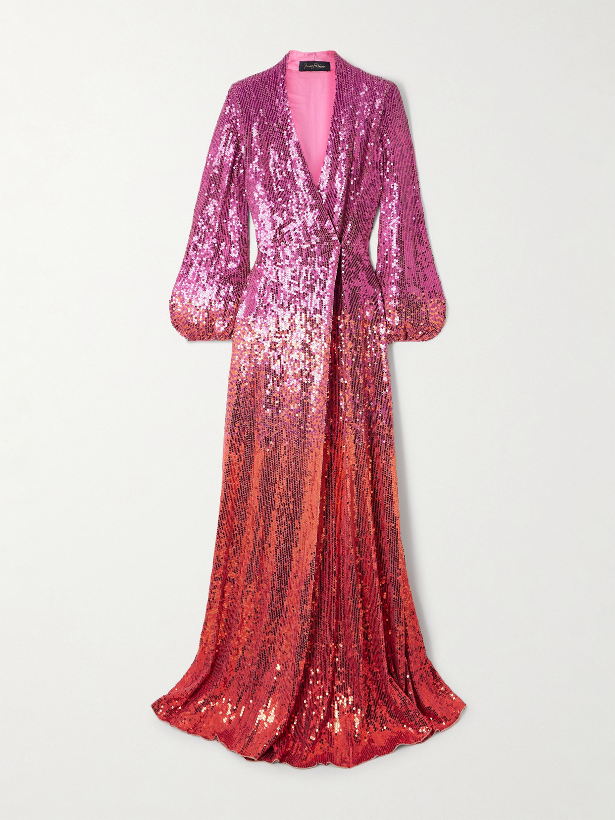 Sequined Jersey Wrap Gown - 1