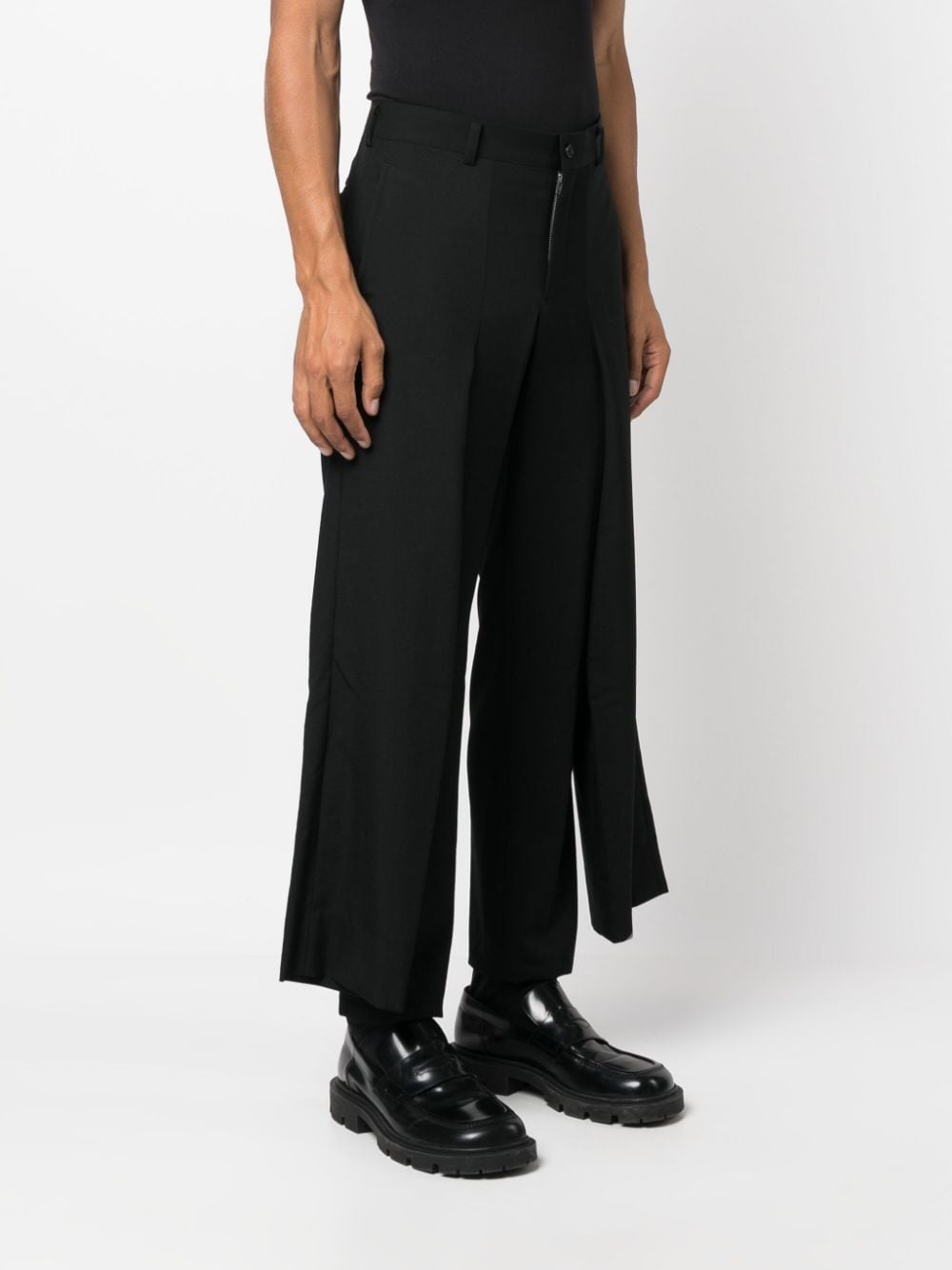 draped-panel slim-fit wool trousers - 3