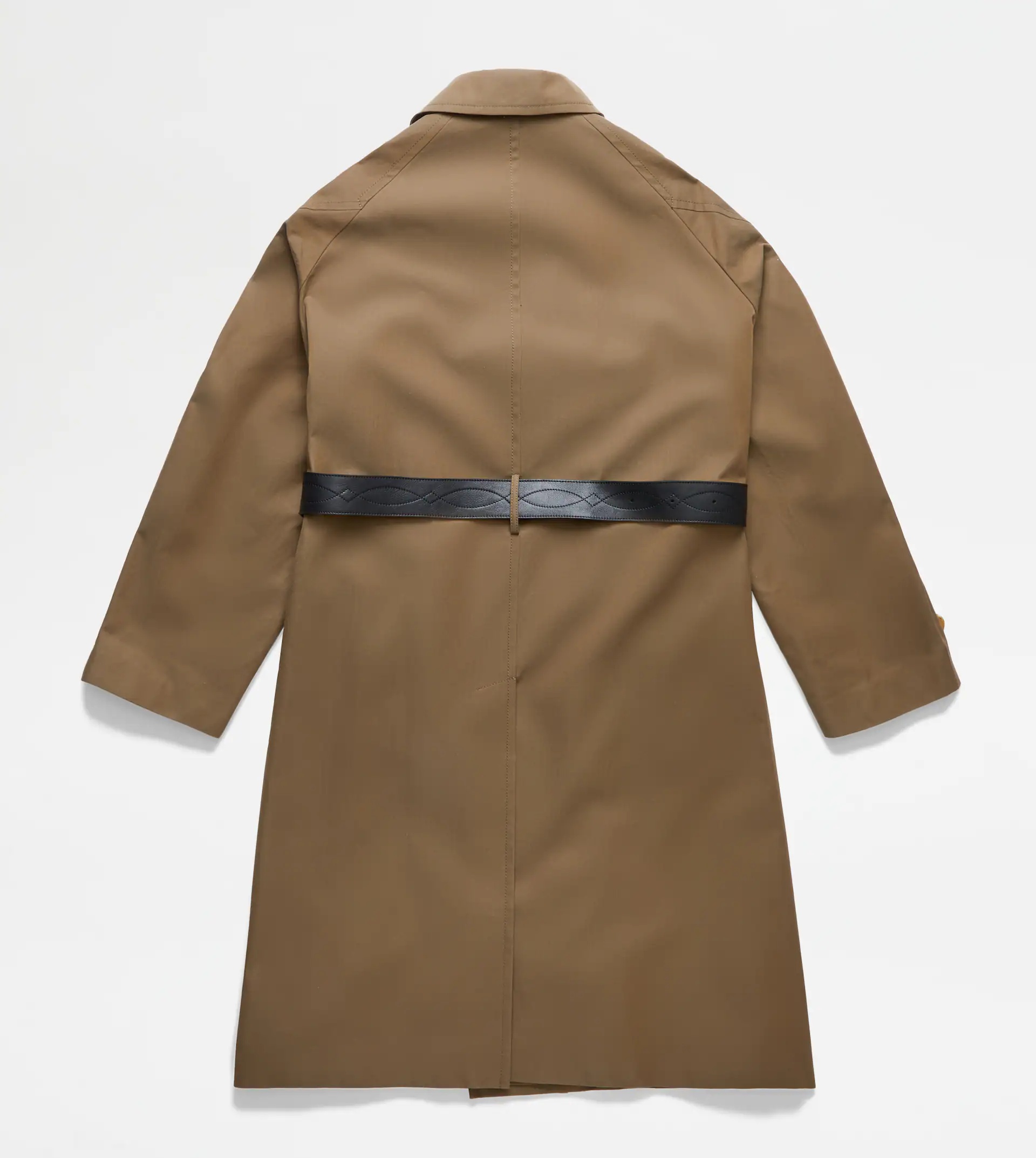 TRENCH COAT WITH LEATHER INSERTS - BROWN - 4