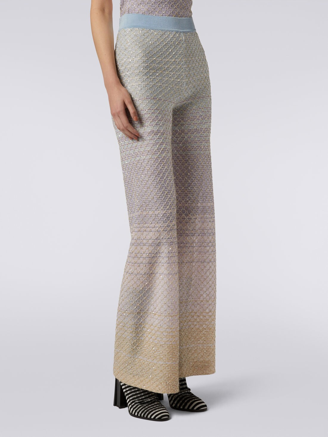 Viscose blend trousers with mesh and sequins - 5