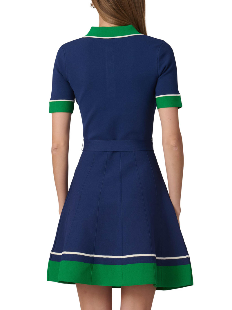Women's Bennett Knit Polo Dress - Navy Green Ivory 3