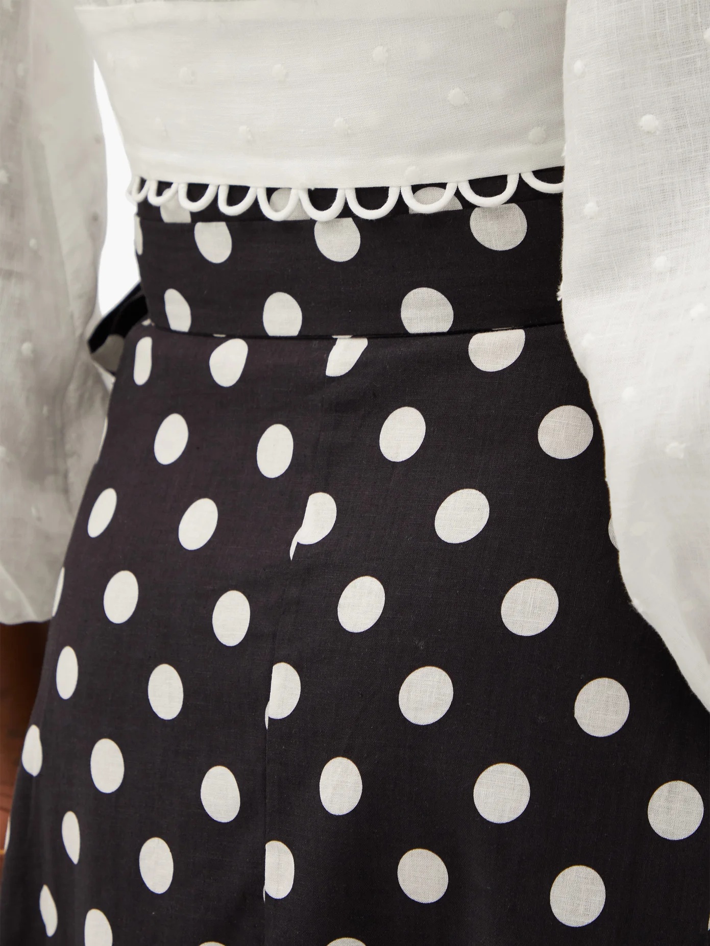 Bellitude polka-dot linen-blend midi skirt - 3