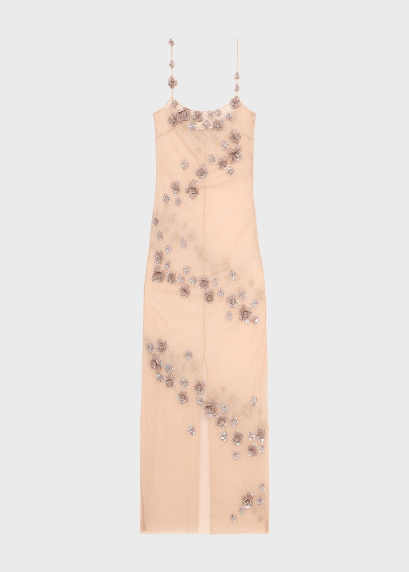 TULLE LONG DRESS WITH HAND EMBROIDERY 1