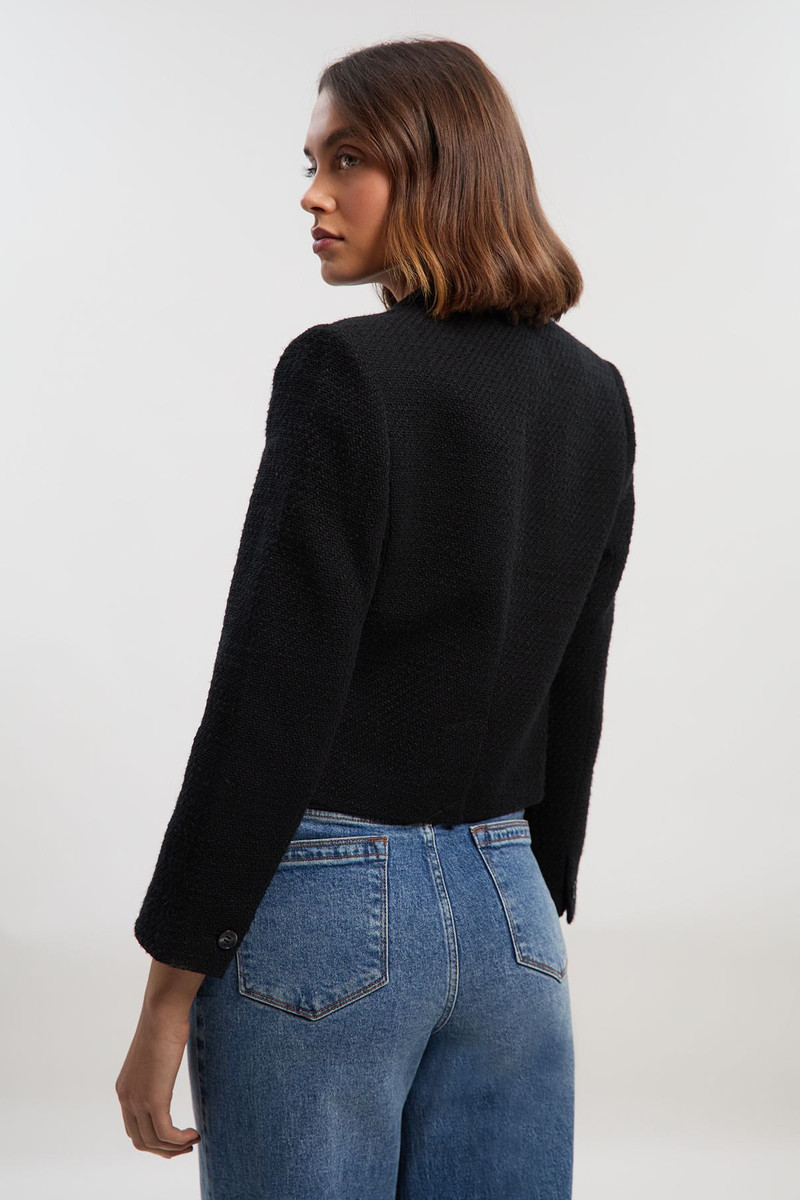 Petite Textured Tweed Cropped Tailored Jacket 5