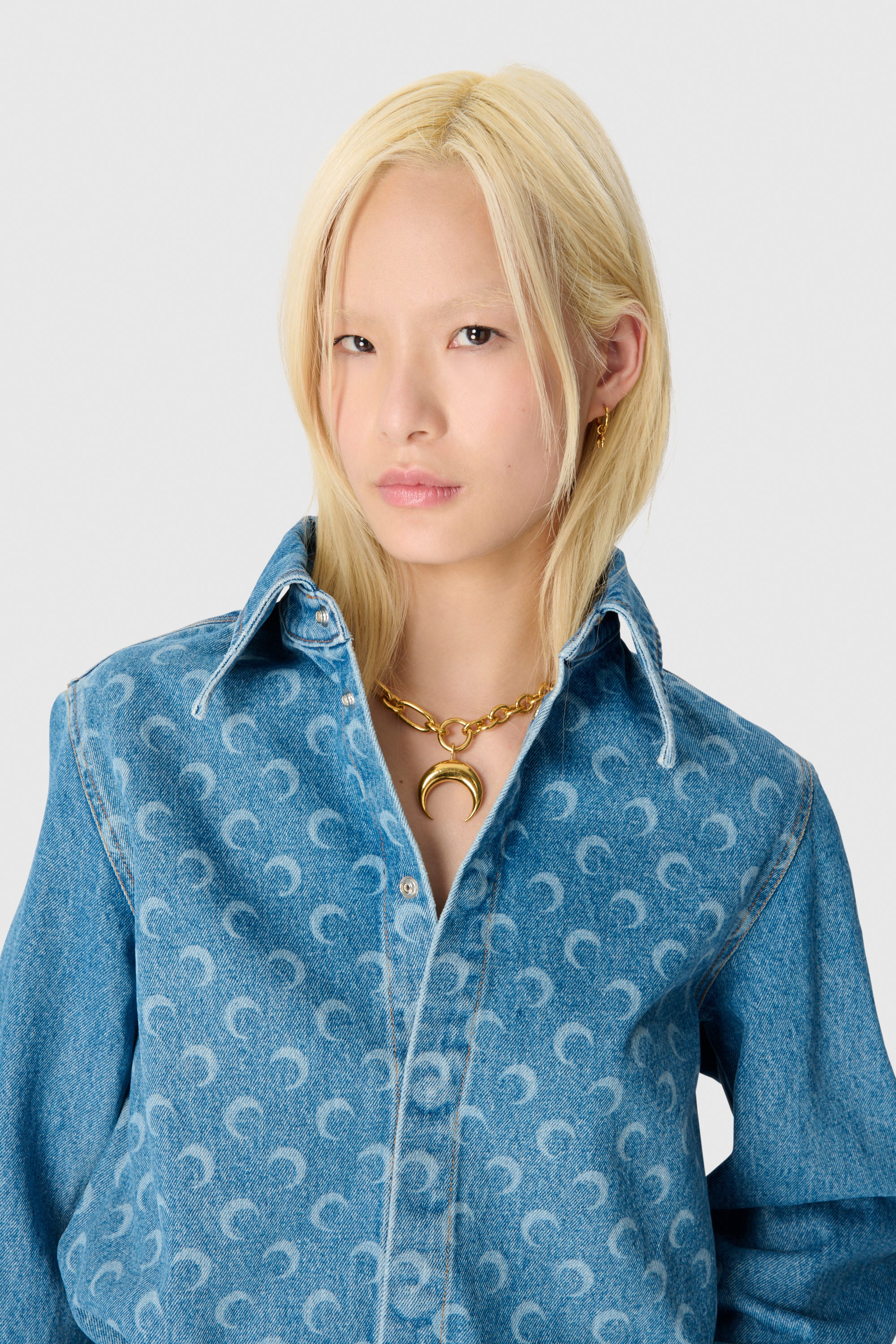 Moon Laser Blue Wash Denim LS Shirt - 9