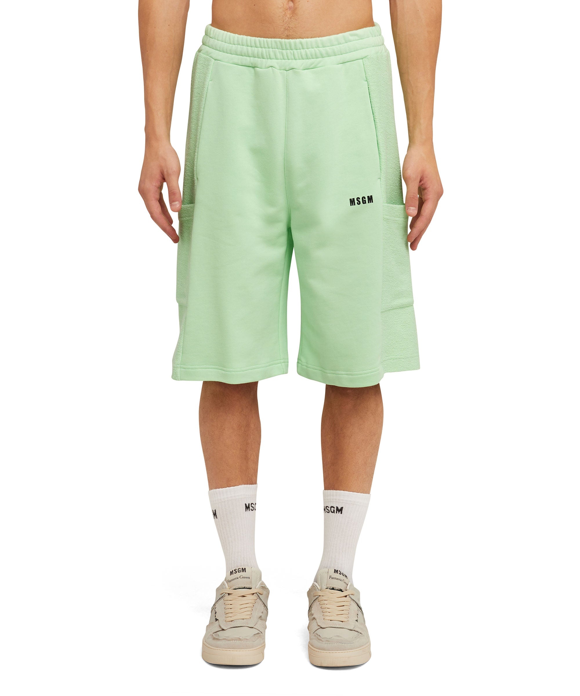 Organic cotton crewneck Bermuda shorts from the MSGM Fantastic Green Capsule - 1