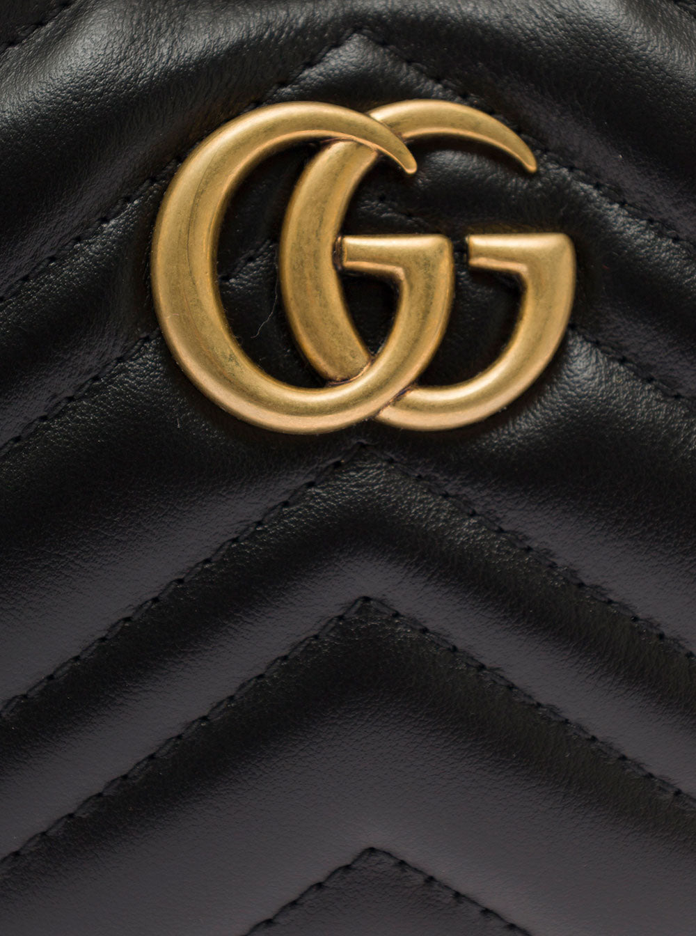 Gucci Women 'Gg Marmon'  Black Shoulder Bag In Chevron Leather Woman - 4