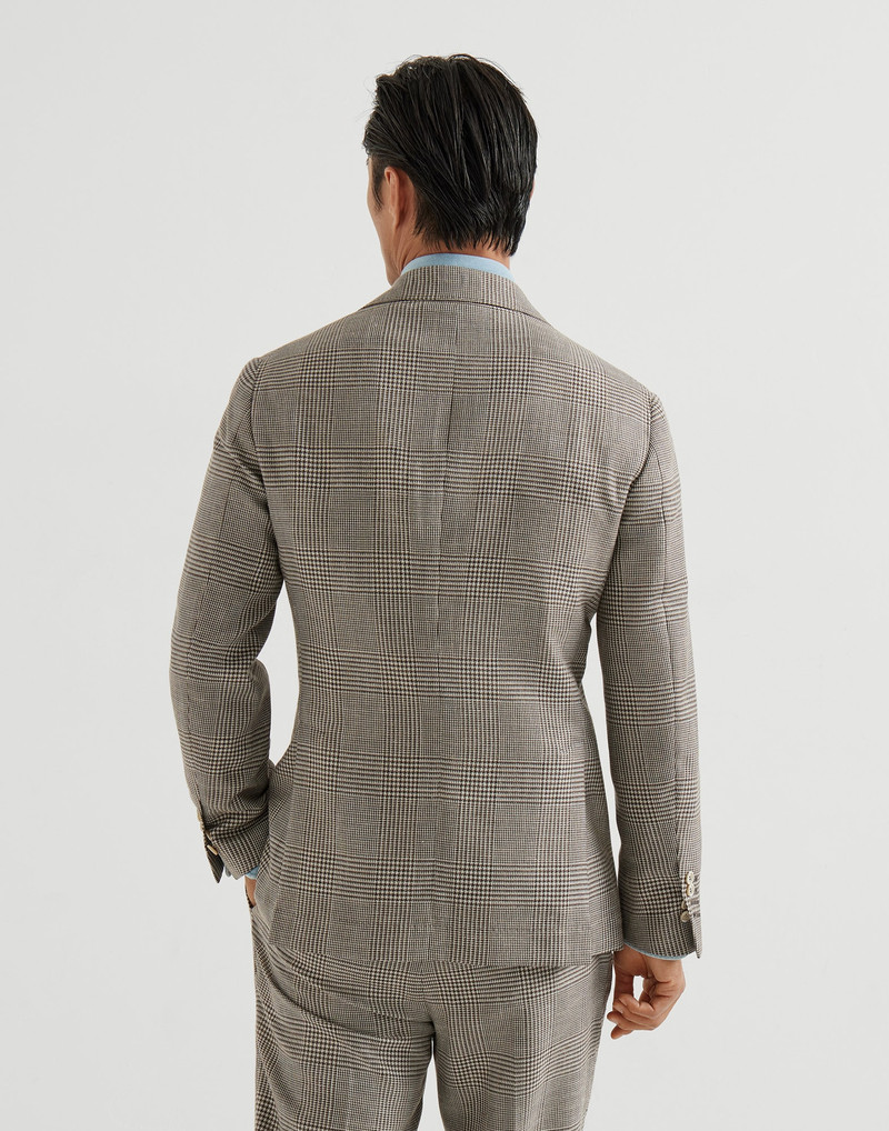 Brunello Cucinelli Virgin wool, silk and linen Prince of Wales deconstructed Cavallo blazer outlook