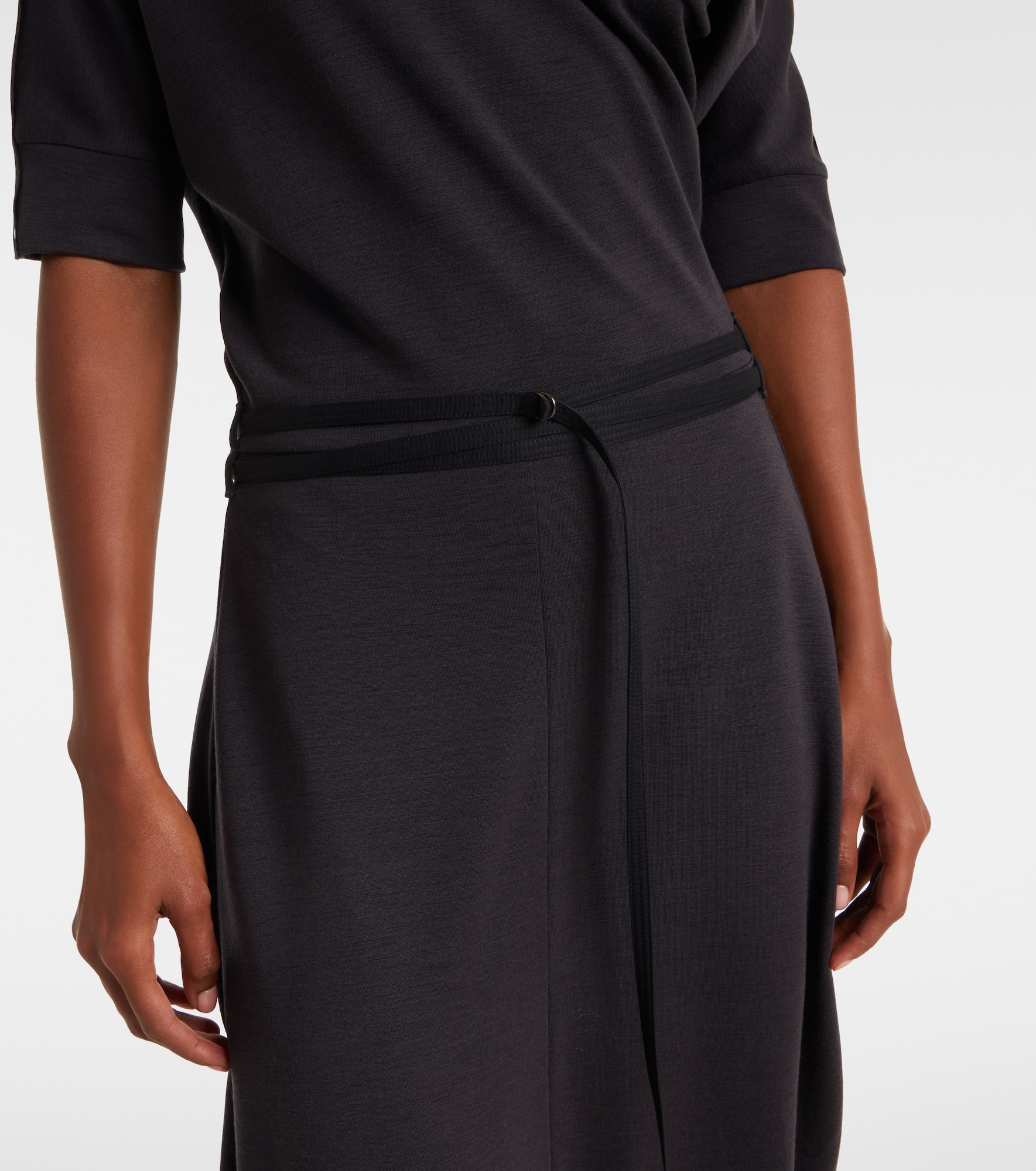 Belted asymmetric midi dress - 5