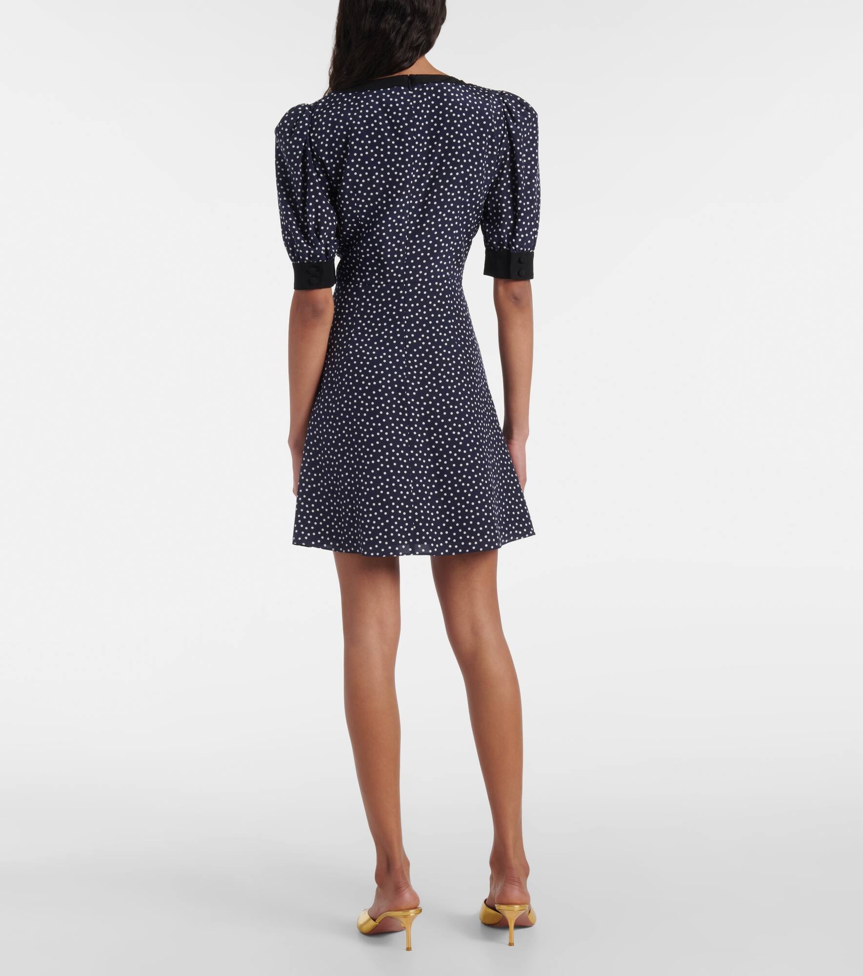 Polka-dot printed silk minidress - 3