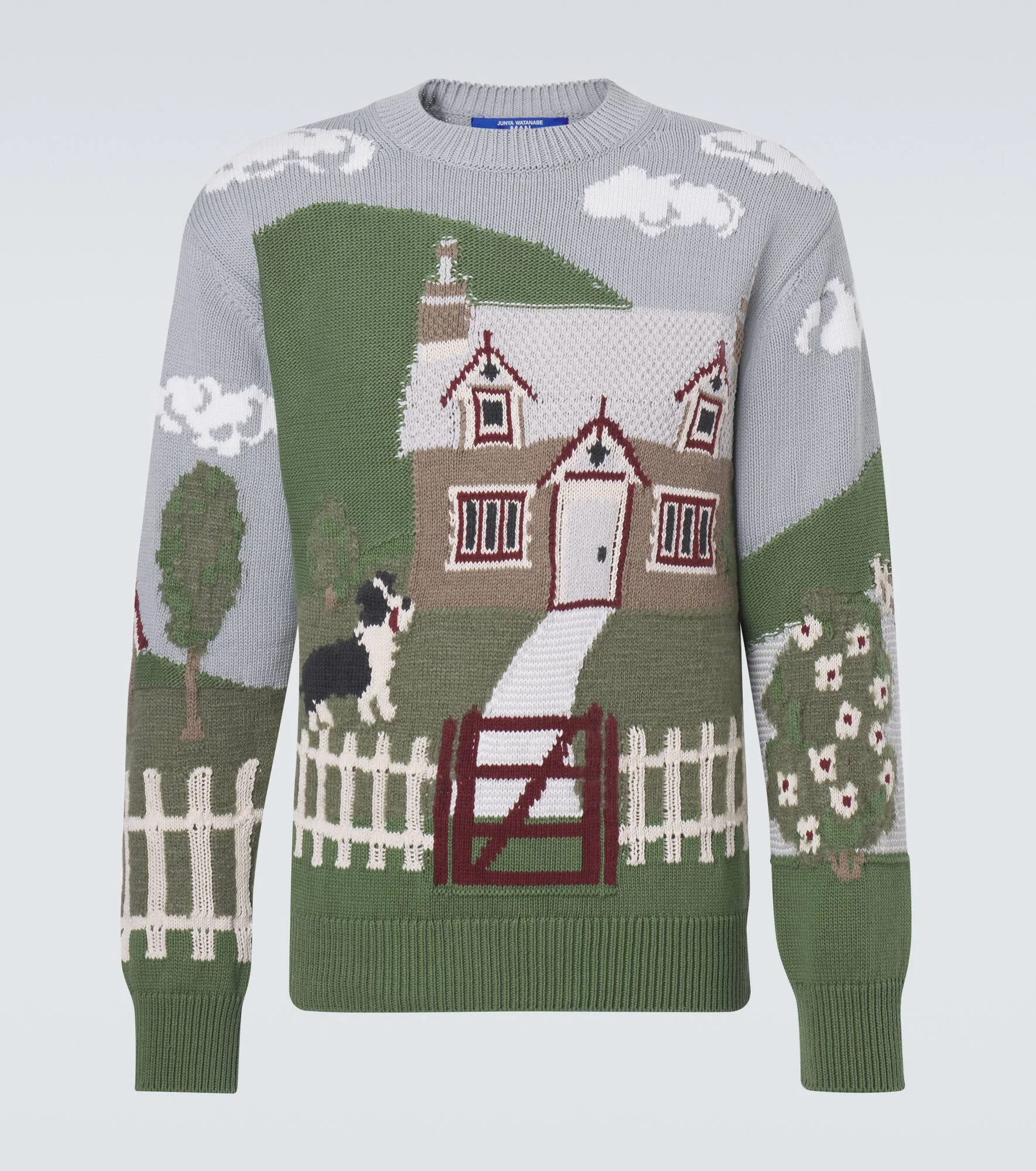 Intarsia cotton and wool sweater - 1