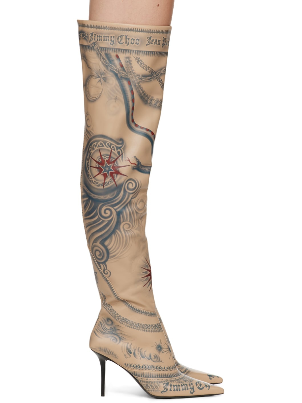 Jimmy Choo / Jean Paul Gaultier Beige Over-The-Knee Boots - 1