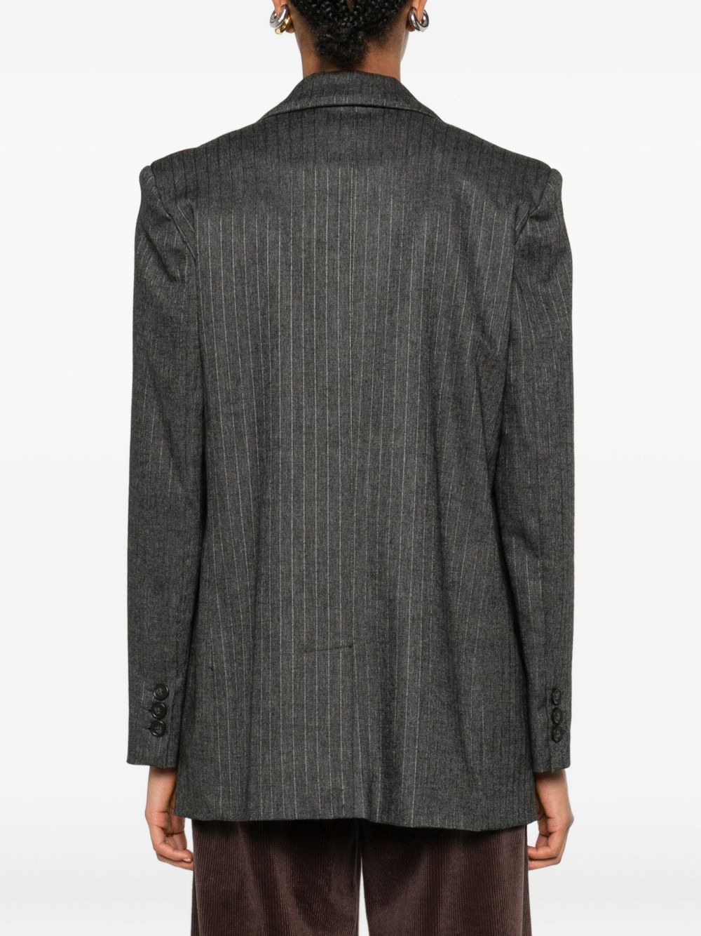 pinstripe single-breasted blazer - 4
