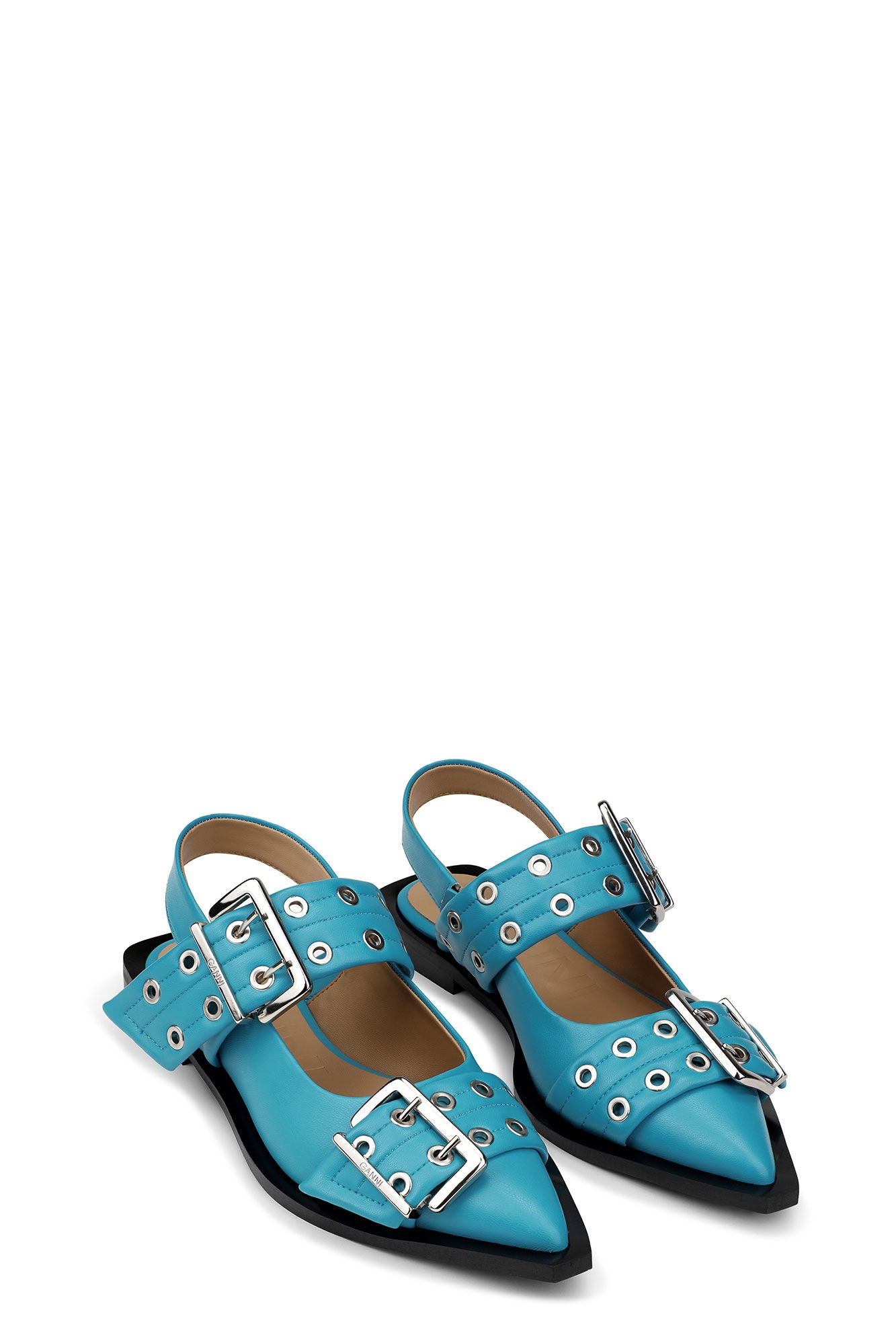 BLUE FEMININE BUCKLE BALLERINAS - 2