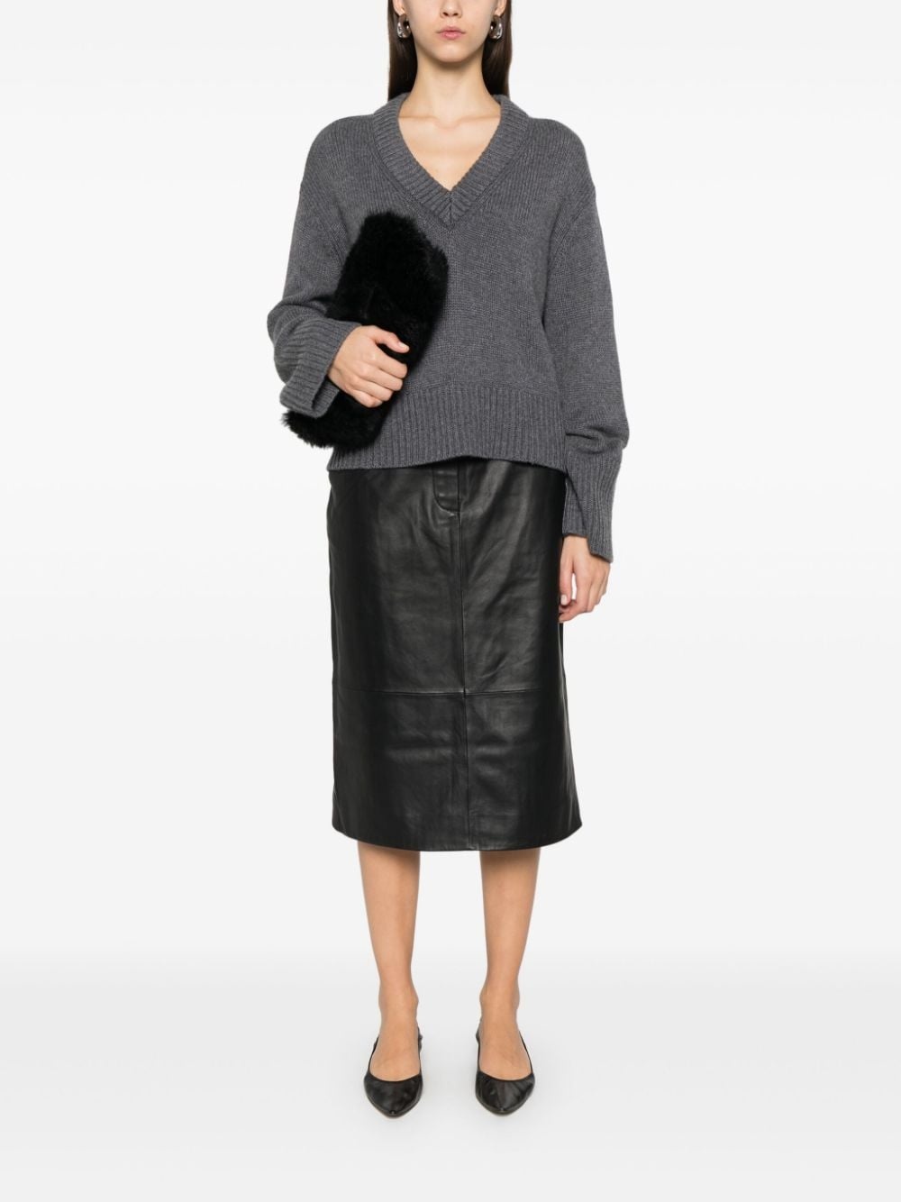 pencil leather midi skirt - 2