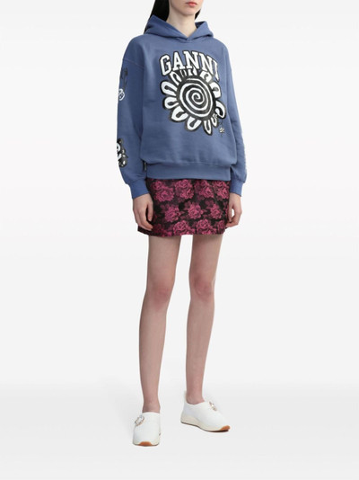 GANNI floral-motif patterned-jacquard miniskirt outlook