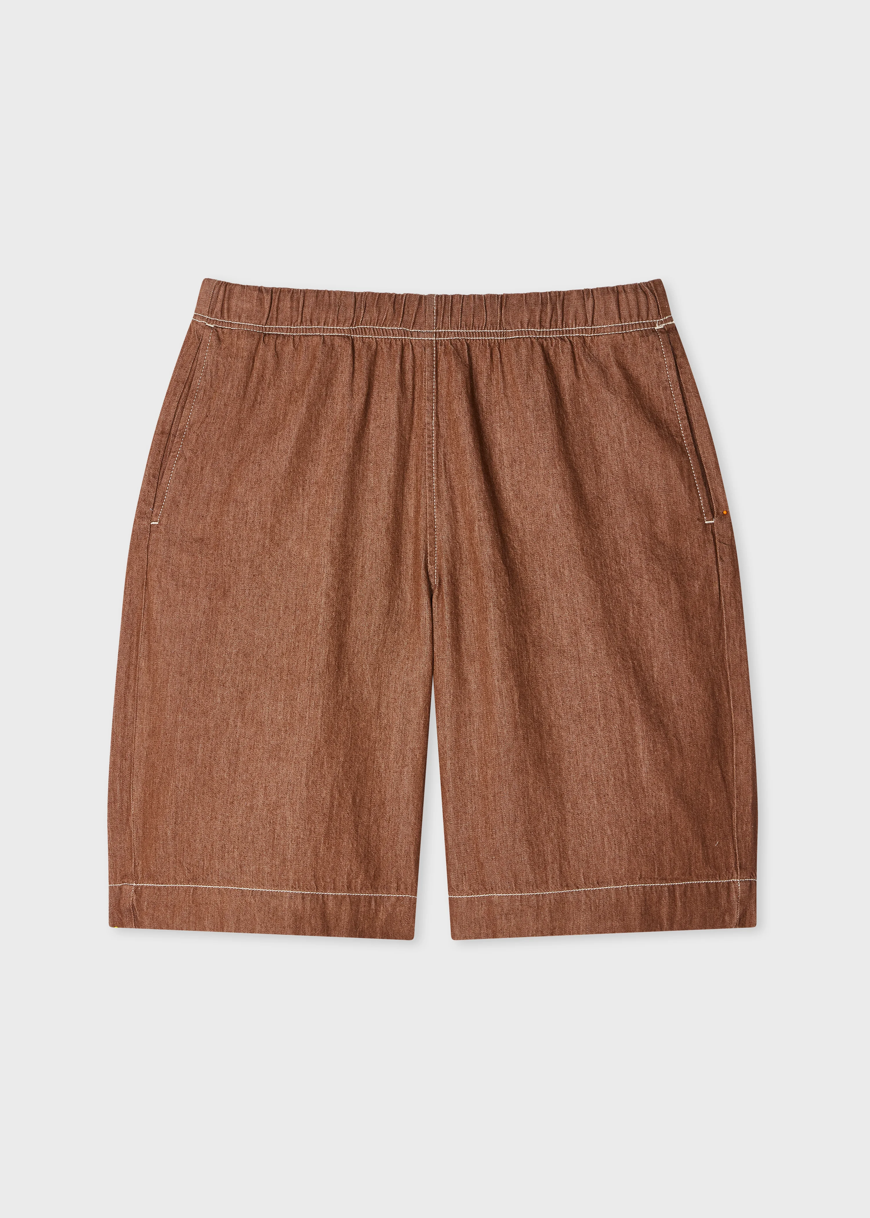 Brown Rinse Denim Shorts - 1