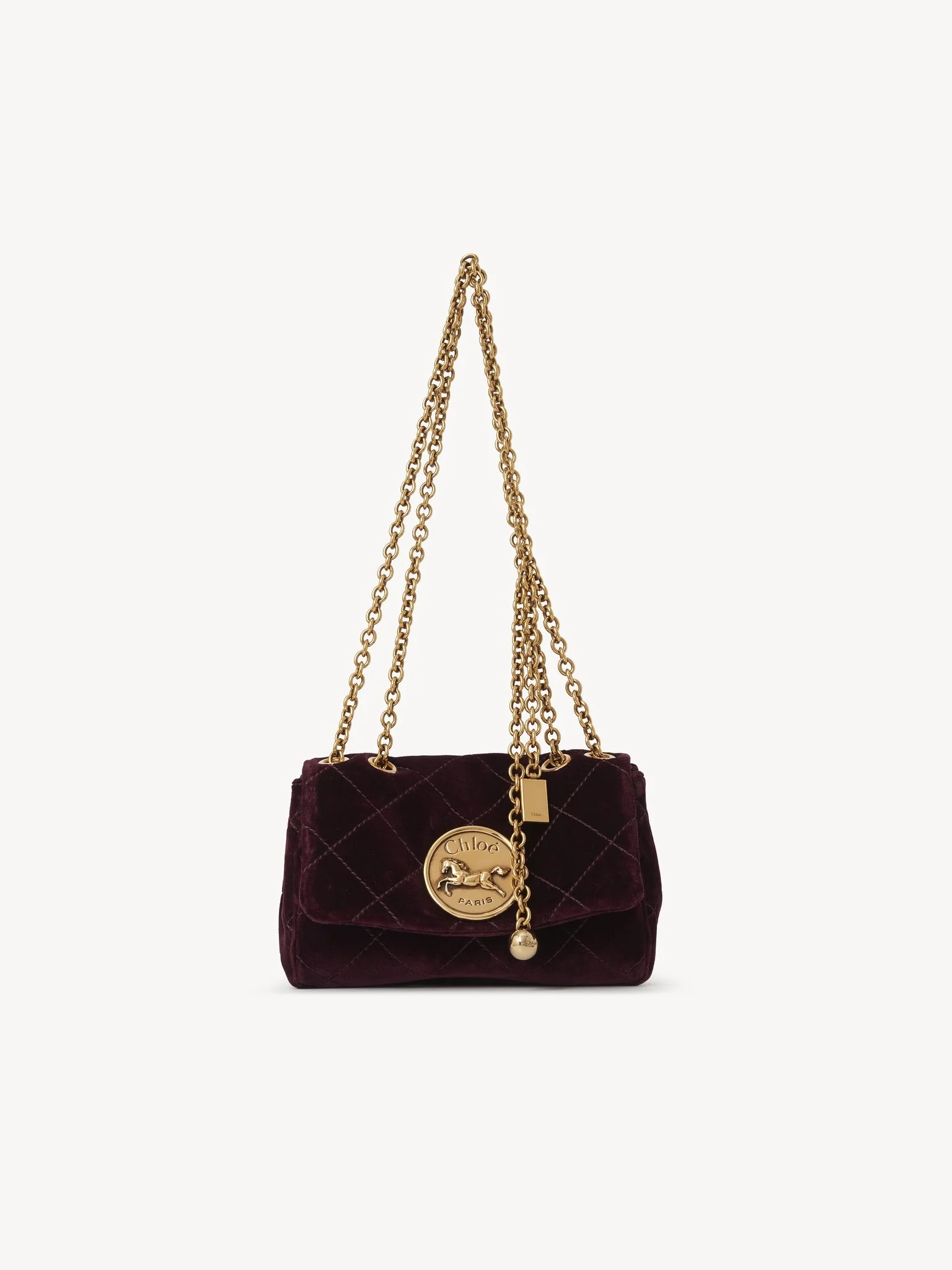 SMALL CHLOÉ HERITAGE SHOULDER BAG IN VELVET - 1
