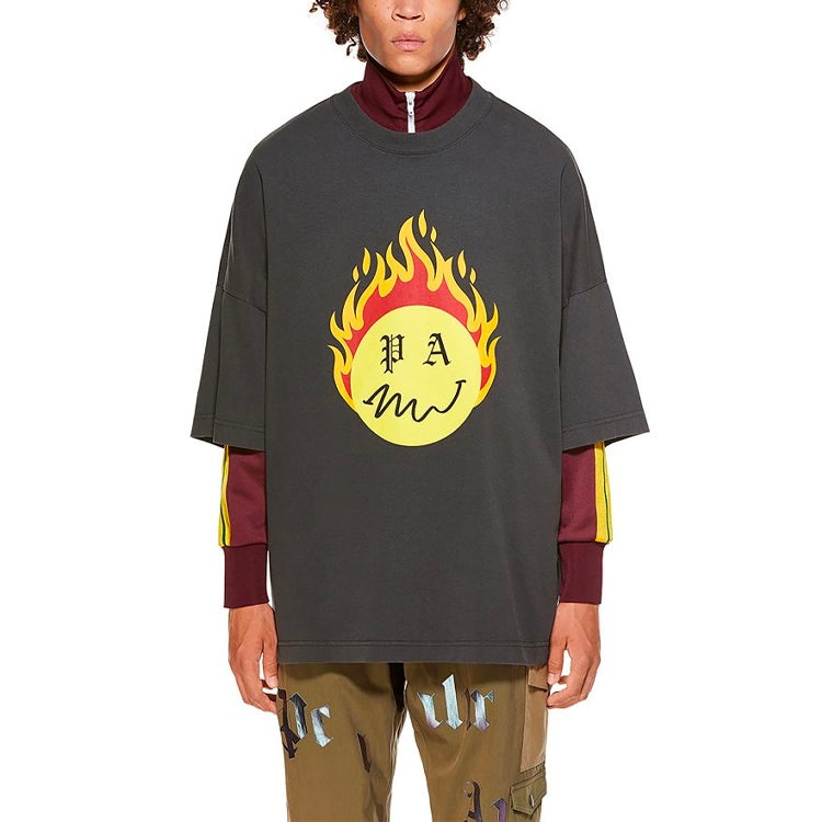 Palm Angels SS21 Burning Head Loose T-Shirt 'Black Yellow' PMAA041R21JER0011018 - 3