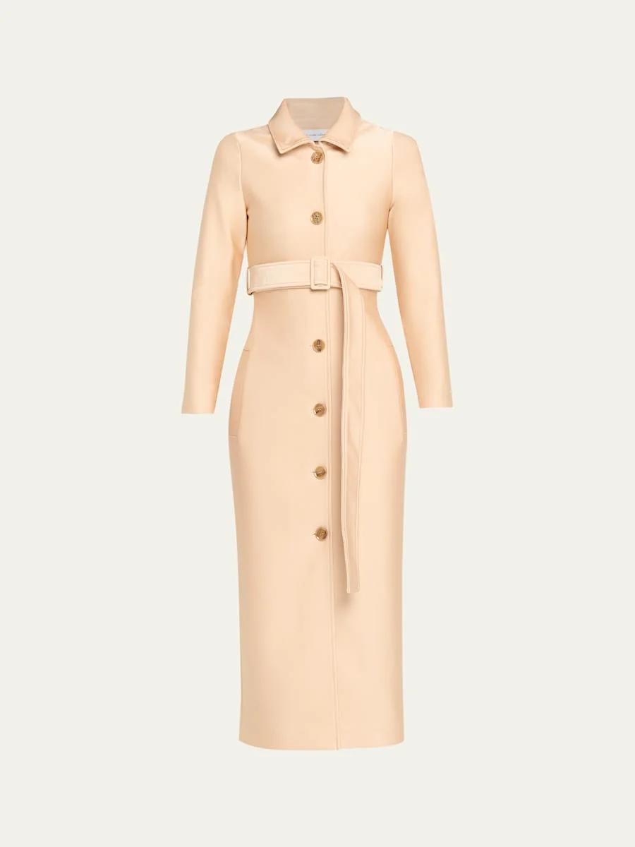 Slim-Fit Long Trench Coat - 1
