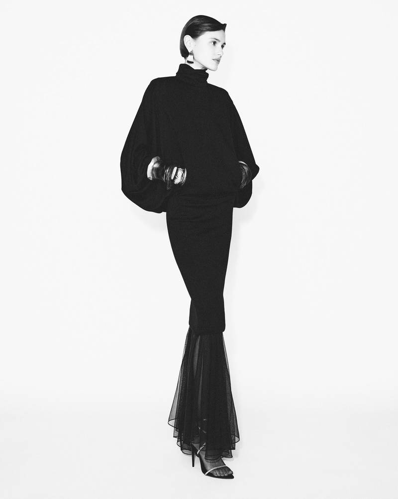 SAINT LAURENT oversize long dress in wool jersey outlook