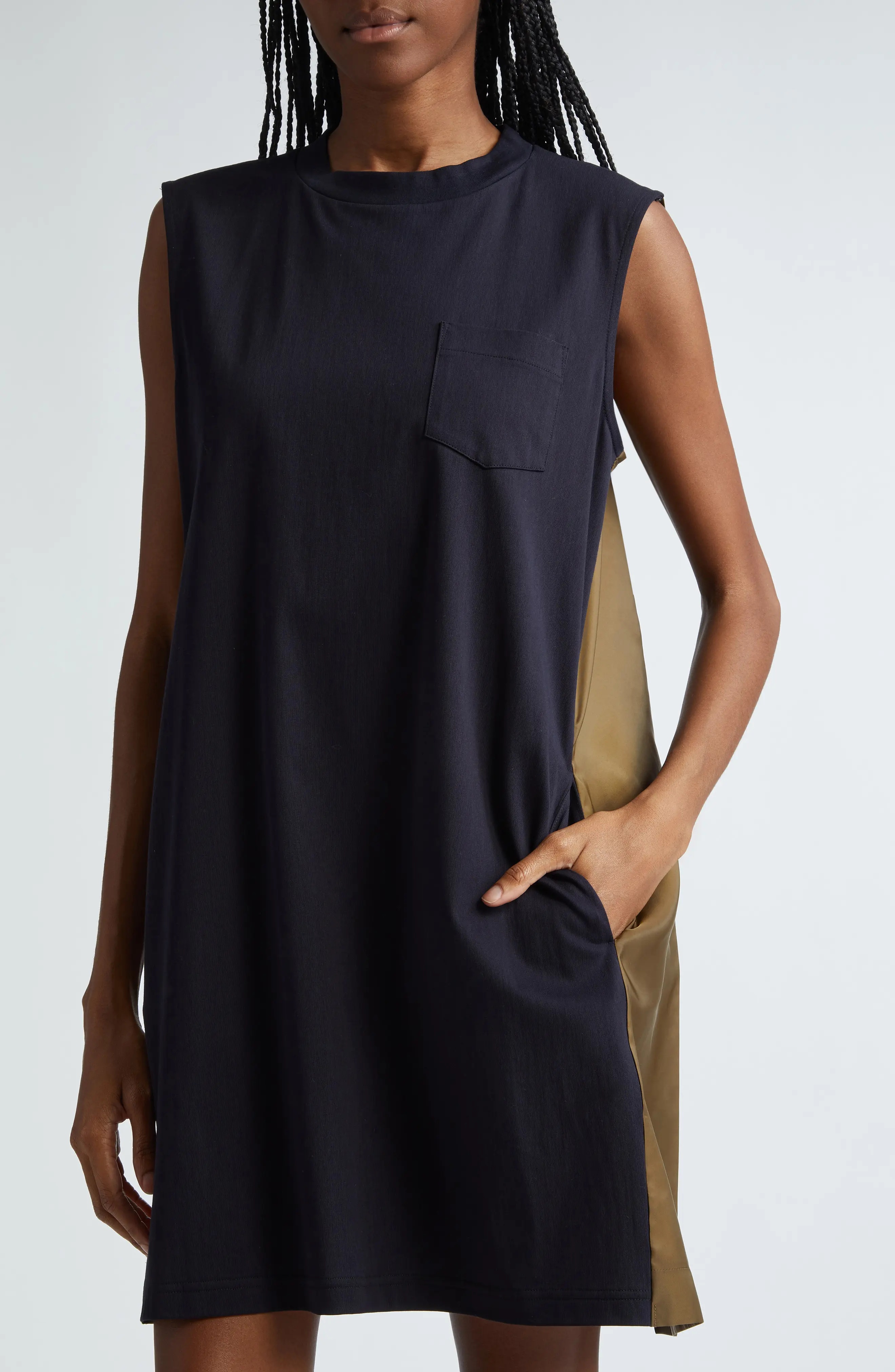 ■sacai■サカイ■Sleeveless Mixed Media Shift Dress■ sacai Sleeveless Mixed Media Shift Dress | nordstrom