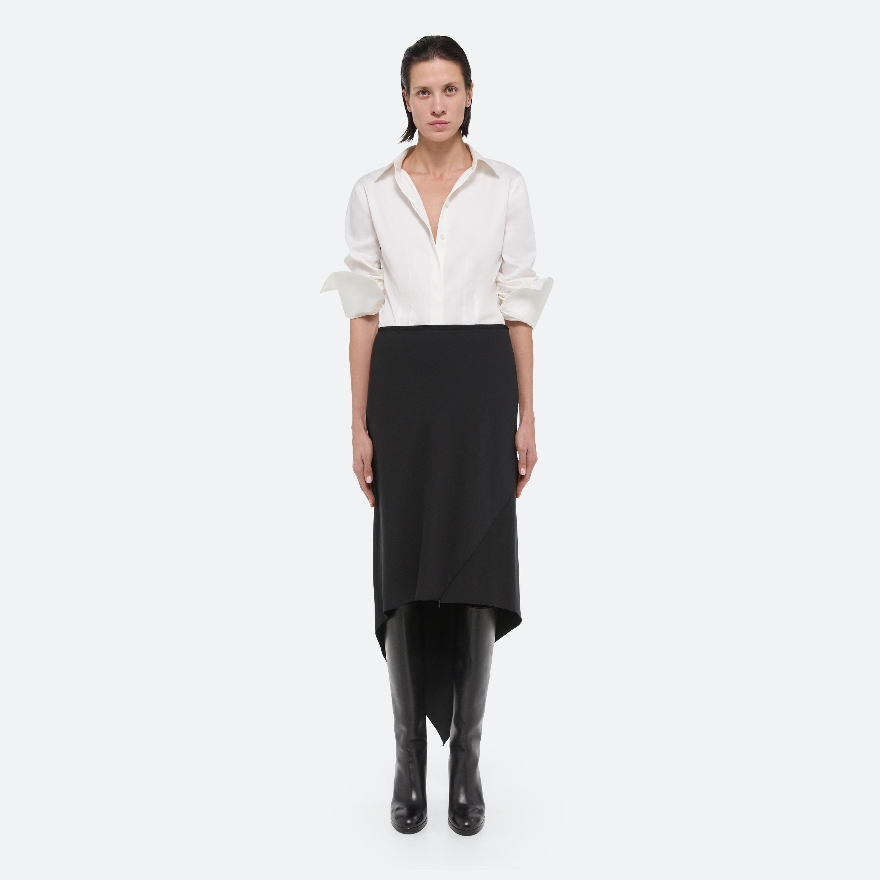 VIRGIN WOOL SCARF HEM SKIRT - 3