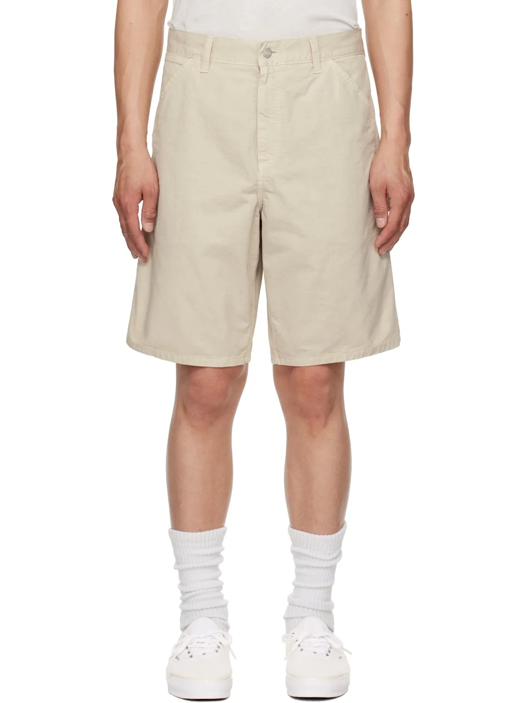 Beige Single Knee Shorts - 1
