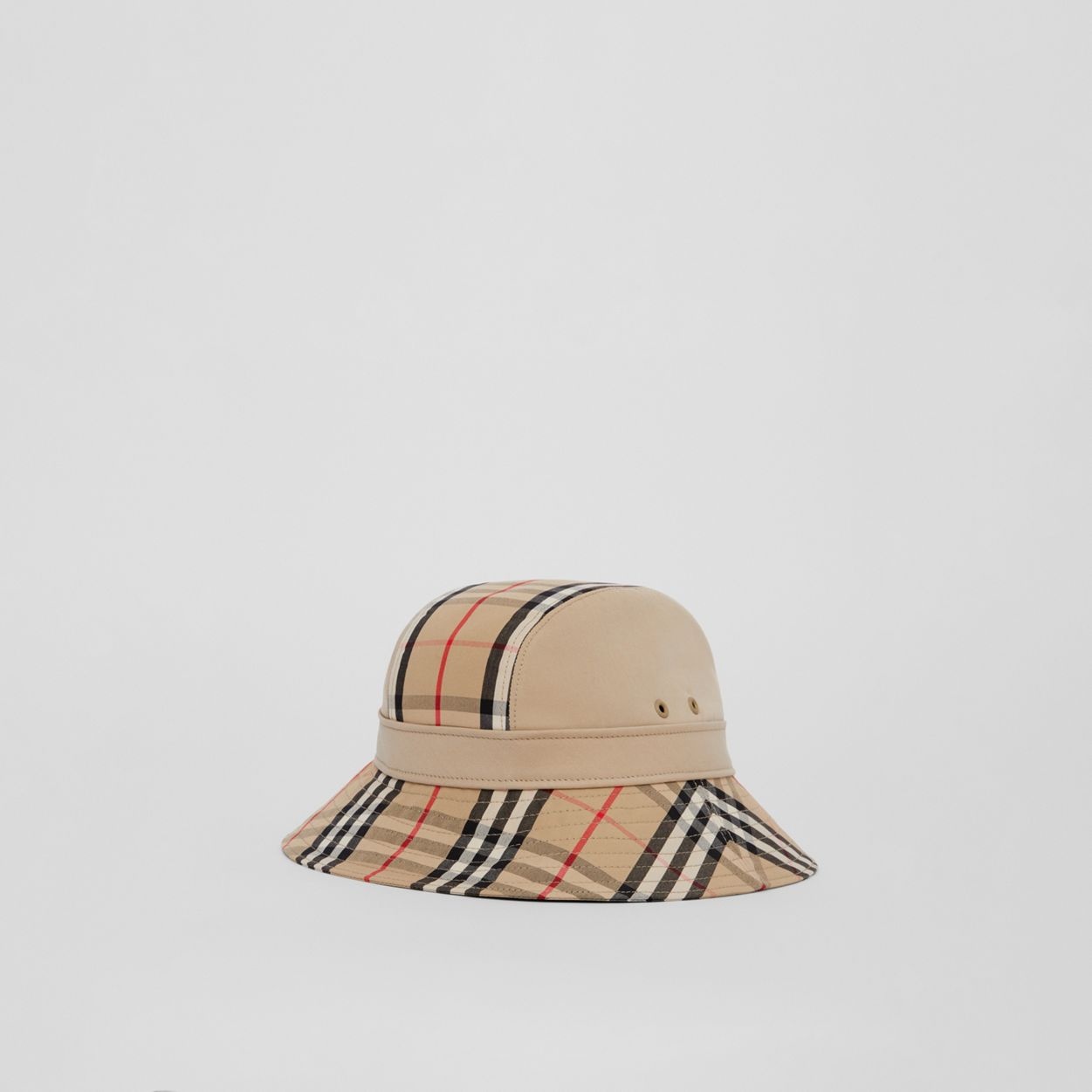 Vintage Check Panel Cotton Gabardine Bucket Hat - 4