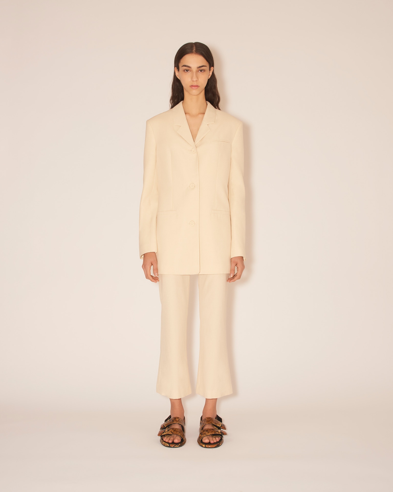 MERSEY - Boxy fit blazer - Slub shirting creme - 2